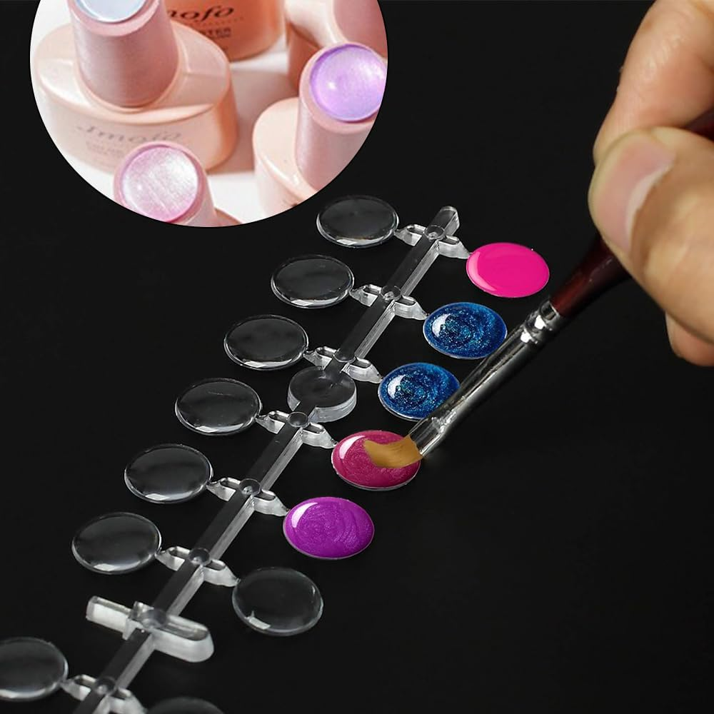 Lymizhuo 120Pcs Clear round False Nail Display Tips with Adhesive &ndash; Nail Swatch Sticks for Polish Color Chart, DIY Training & Practice Nails image number 1