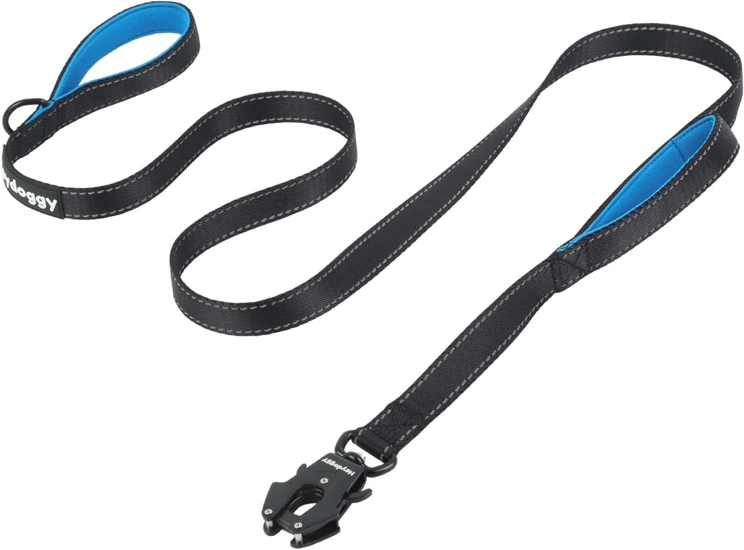 Strong Heavy Duty Dog Leash - 4Ft Reflective Nylon Training Leash with Soft Padded Double Handle & Auto Lock Frog Clip - Safety Traffic Control for Large Medium Small Dog No Pull Walk Black Orange,4Ft