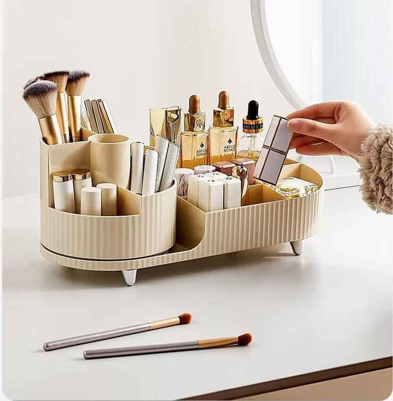 Makeup Organizer for Vanity, Rotating Makeup Organizer, Desk Cosmetics Organizers Storage for Skincare, Nail Polish, Lipsticks, Jewelry, Large Capacity Cosmetic Display Cases image number 2
