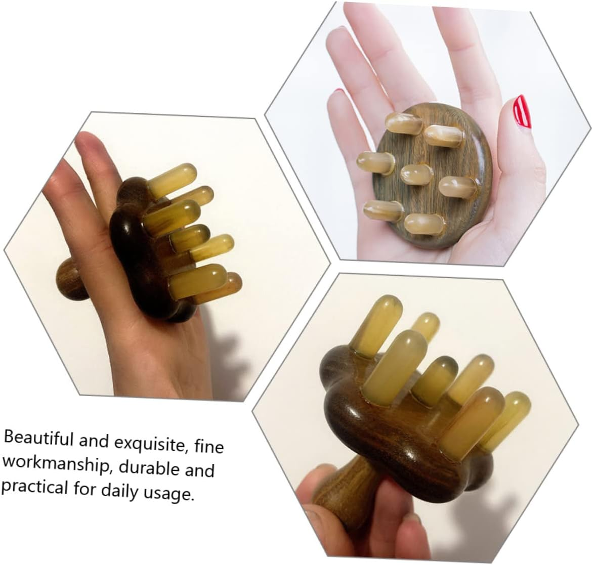 Beatifufu 3Pcs Wide Tooth Scalp Brush Massager Comb for Head Massage Acupoint Relief Tool Static Hair Care image number 3