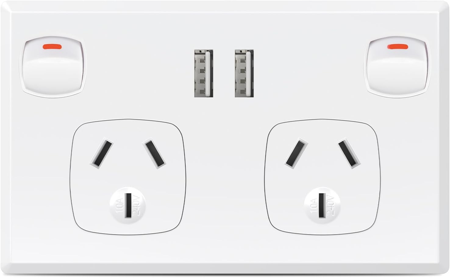 Double Power Point with 2 USB a and 1 Type C, GPO Wall Outlet, Fast Charging 5V 3.6 Amp, SAA RCM Approved, Single Switch, 10A/2400W, Black image number 3