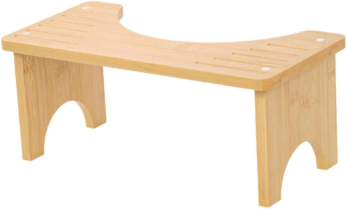 STARTIST Wooden Squat Stool for Adults, Bathroom Step Ladder with Non-Slip Base, White, as Described