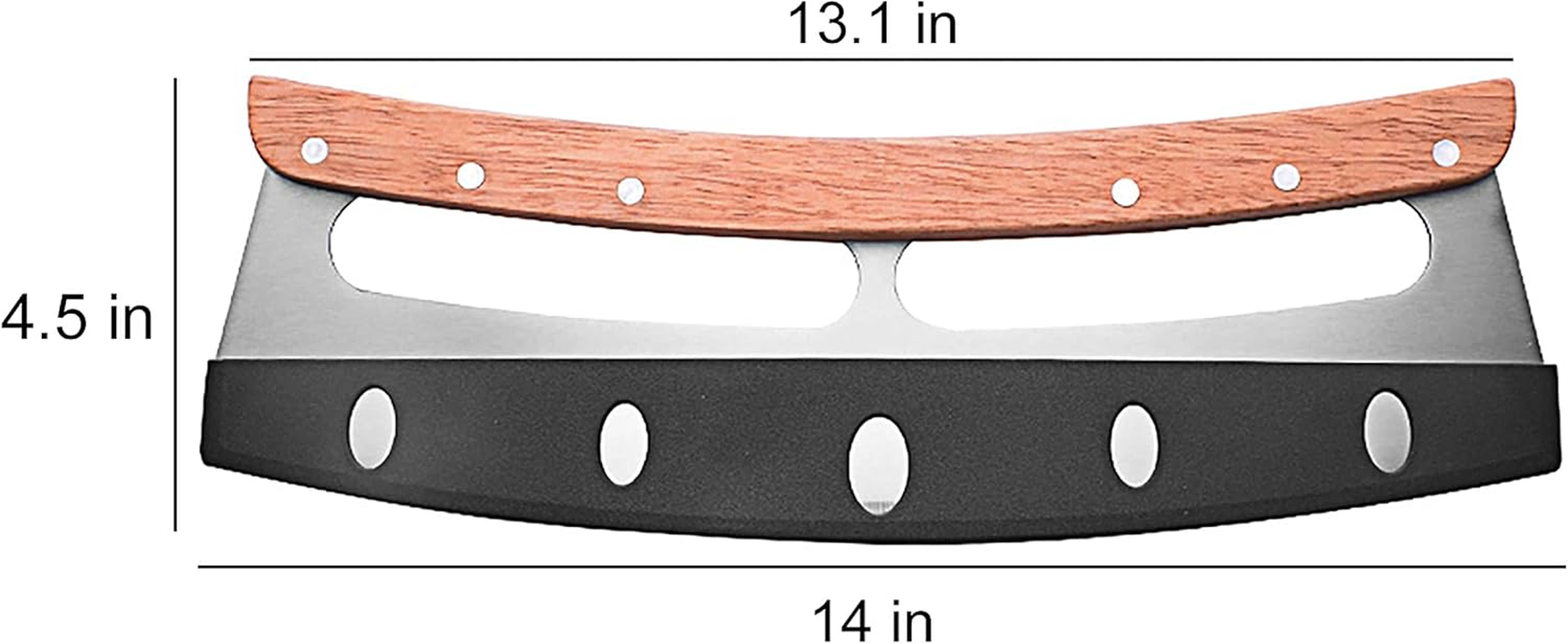 Stainless Steel Double Handle Pizza Cutter with Wooden Handle and Protective Cover Pastry Cutter - Super Sharp - Easy to Clean - Dishwasher Safe (14Inch) image number 1