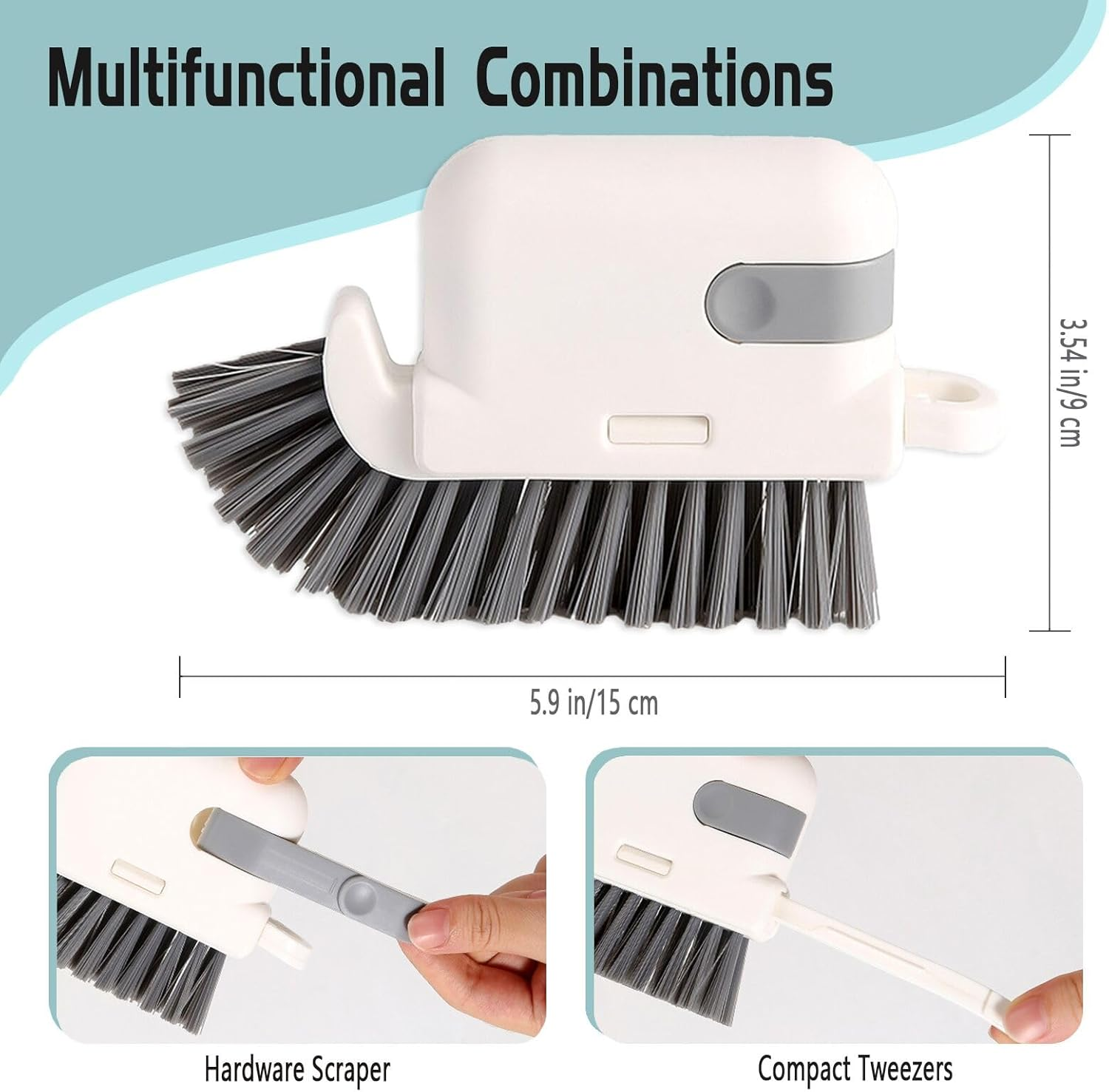 2 Pack Scrub Brushes for Cleaning, Bathroom Cleaning Brush, Cleaning Brushes for Household Use (Gray, Yellow) image number 3