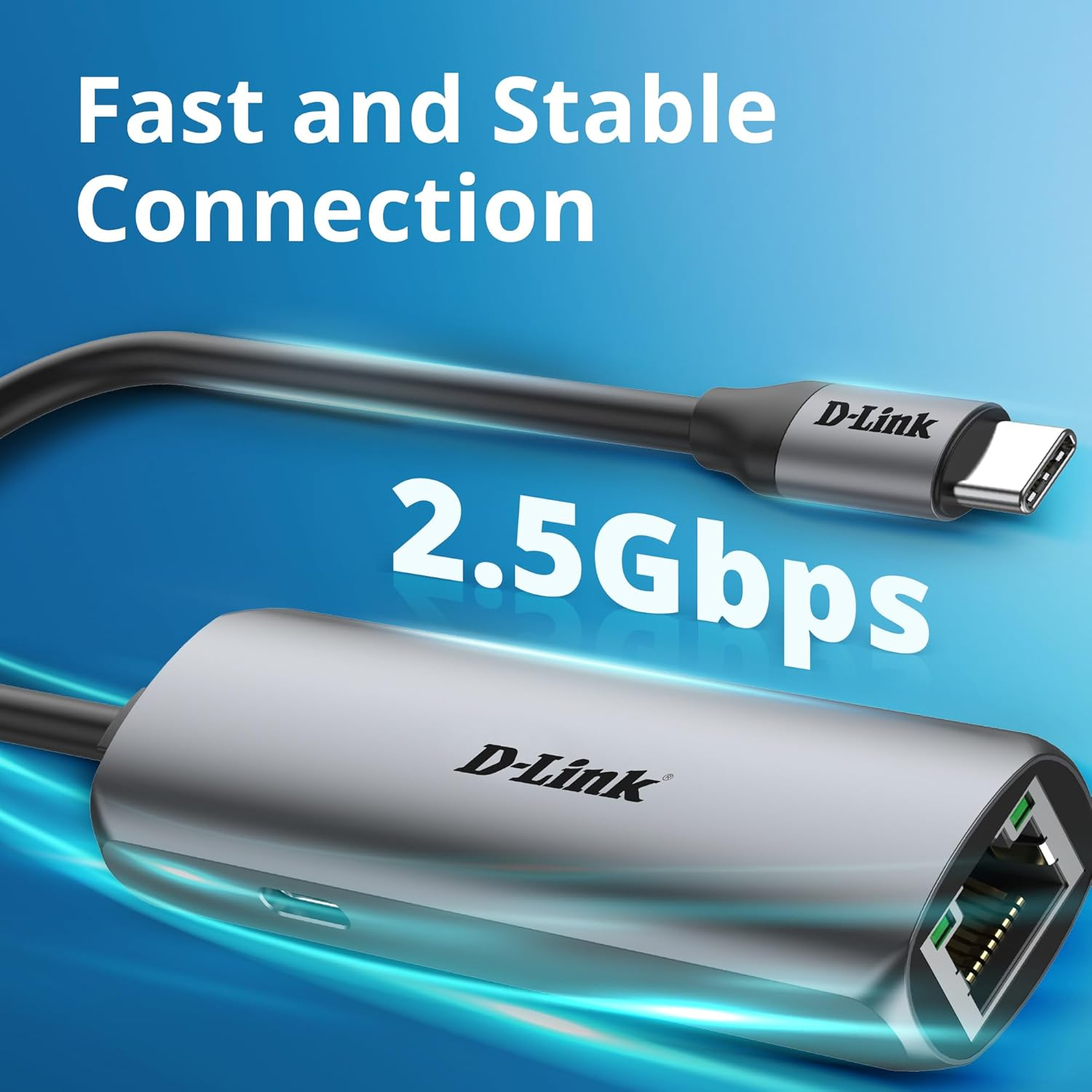 D-Link DUB-E255 USB-C to 2.5Gbps Ethernet Adapter &ndash; Thunderbolt 3/4 Compatible, Plug & Play Network Adapter for Mac, Windows, Ipados & Android &ndash; Supports Power Delivery 100W, Gigabit & USB-C Devices image number 5