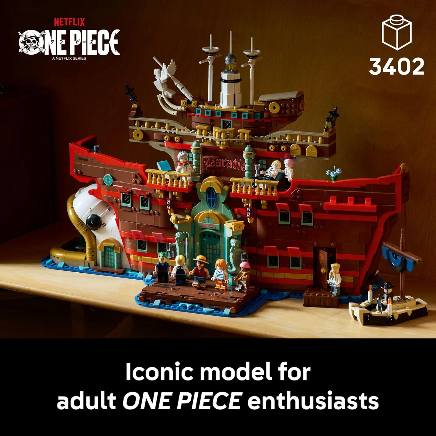 LEGO&reg; ONE Piece the Baratie Floating Restaurant (3402 Pcs) Toy for Anime Lovers & Fans of the Netflix Live Action Show, Model Kit for Men & Women, Pirate Boat Adventure, Building Set for Adults 75640