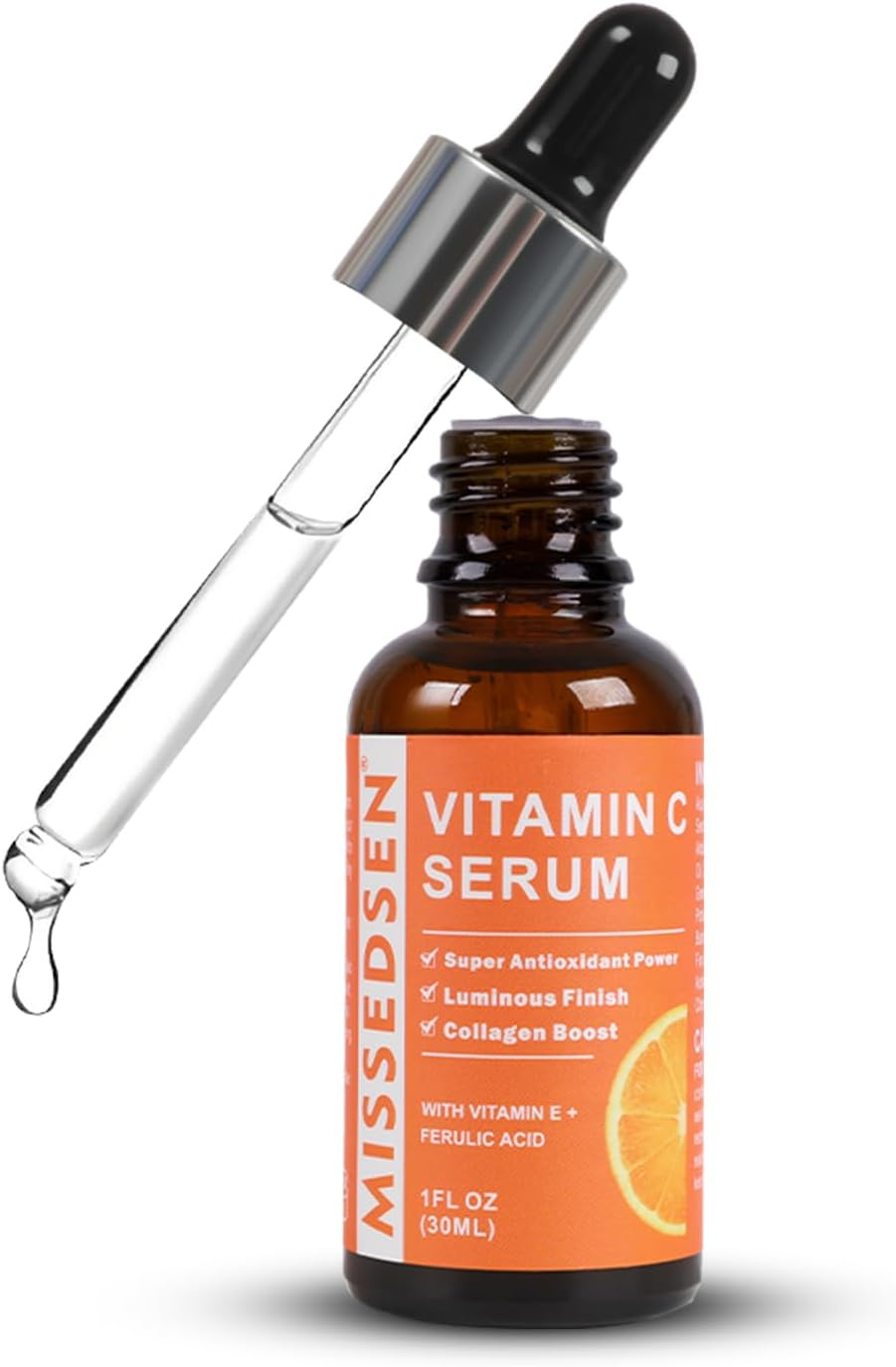 MISSEDSEN Vitamin C Serum for Face with Hyaluronic Acid, Ferulic Acid & Vitamin E, Anti-Aging Face Serum, Brightening Serum for Dark Spots, Fine Lines & Wrinkles, for All Skin Types,30Ml image number 1