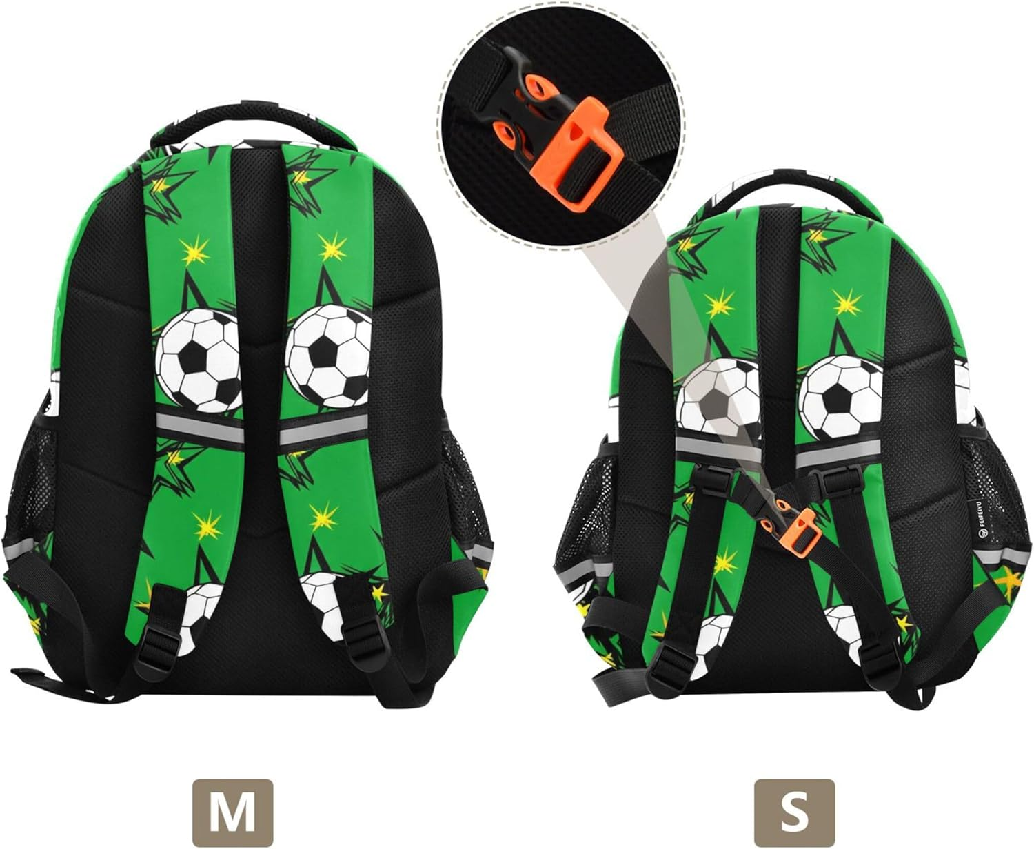 Backpack Kids Students School Bag Custom Bookbags Toddlers Preschool Backpacks Animal Black White Soccer Balls Green image number 4