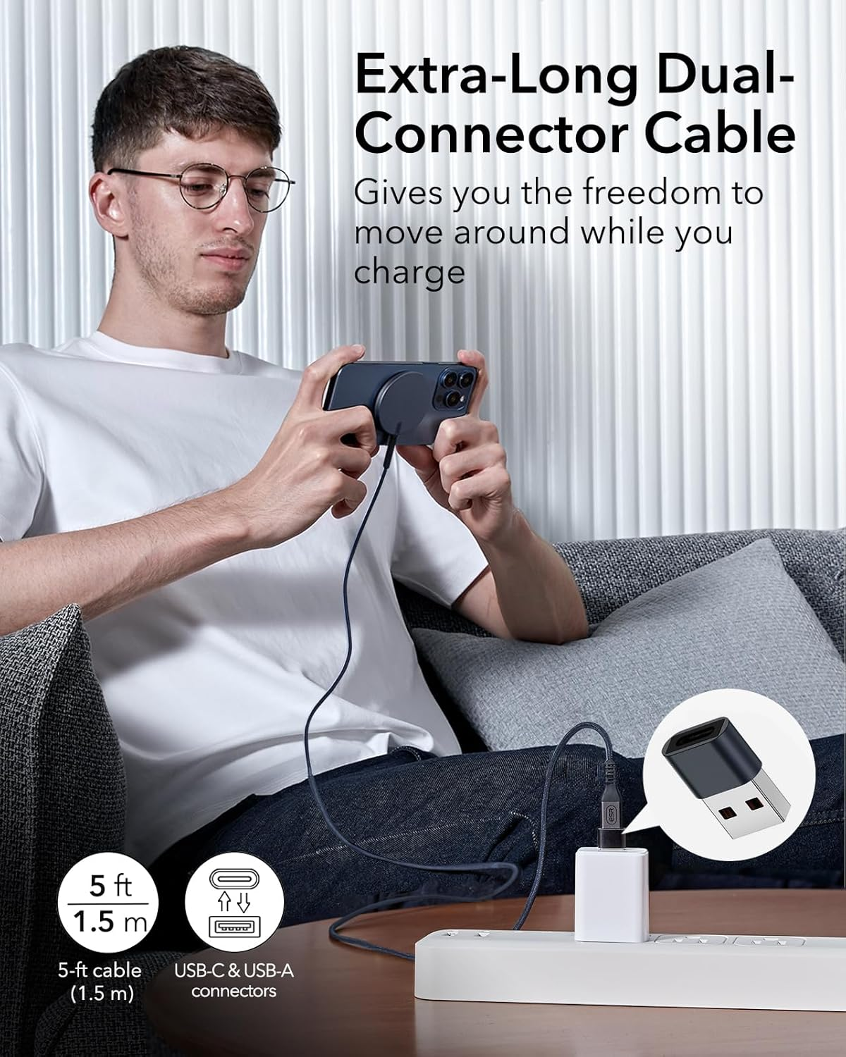 ESR Magsafe Charger Wireless Charger for Iphone 17/16/15/14/13/12 Series Apple Magnetic Charging Pad for Airpods 4/3/Pro/Pro 2 Galaxy S25 Series, Dark Blue image number 2