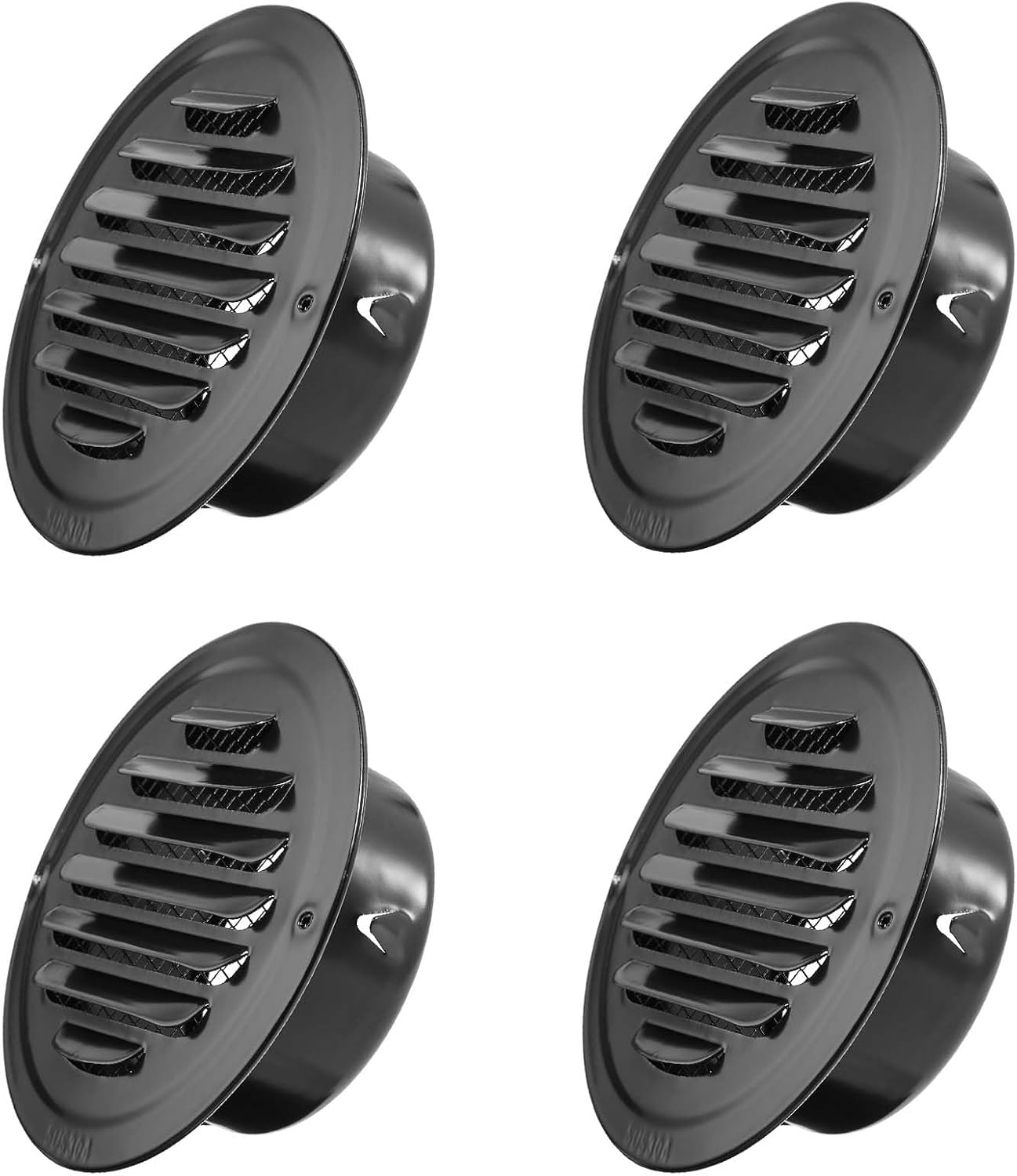 4 PCS 304 Stainless Steel round Air Vent Covers with Insect Mesh(Black, 100 Mm) image number 1