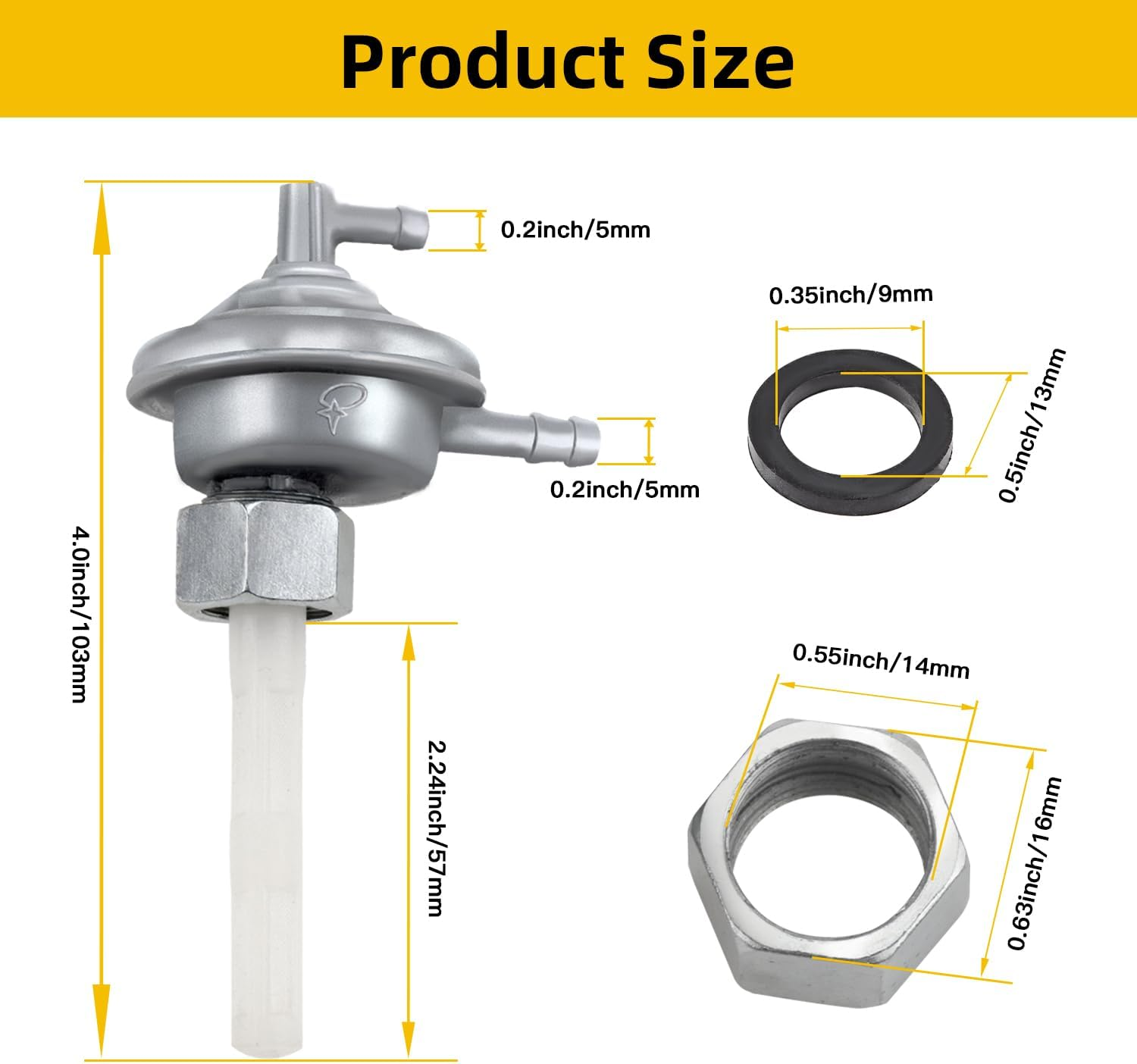 HIAORS Gas Fuel Switch Pump Valve Petcock for GY6 50Cc 139QMB Twister 150Cc 157QMJ Trailmaster Manco Tomberlin Go Kart ATV Moped Elite 80 CH80 Scooter Carter Talon 150Cc Go Kart image number 3