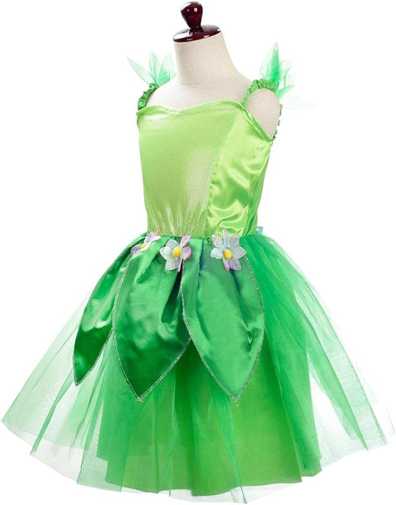 Dressy Daisy Green Fancy Fairy Costume with Flower Wreath Headband for Toddler Little Kids Girls Halloween Birthday Party Dress up Size 2 to 10