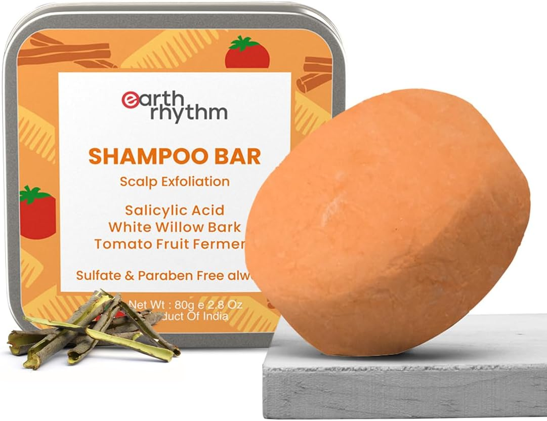 Earth Rhythm Exfoliating Shampoo Bar with 2% Salicylic Acid & Tomato Ferment (Tin Packaging) - 80 Gm image number 1