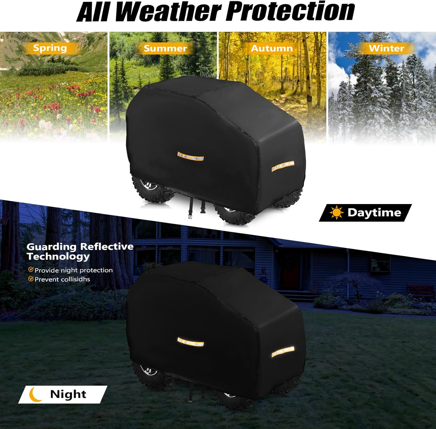 Large Kids Car Cover，Upgraded Power Wheels Covers Waterproof All Weather，Heavy Duty Kids Ride-On Car Cover with Nano Coating,Windproof Buckle and 3 Reflective Strips,Universal Kid Ride-On Accessories image number 5