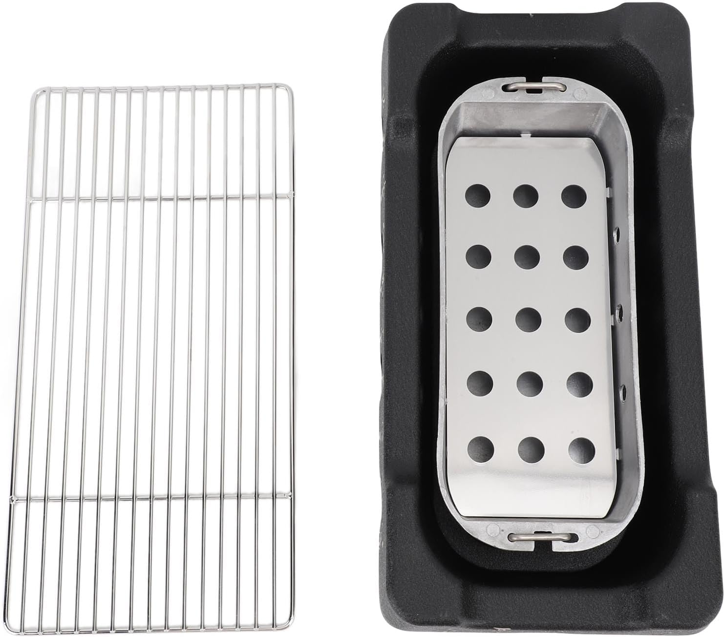 Japanese Style Barbecue Grill, Rectangular Aluminium Alloy Japanese Food Charcoal Stove with Wire Mesh Grill and Base, BBQ Grill for Outdoor Camping Hiking Picnics (XL) image number 1