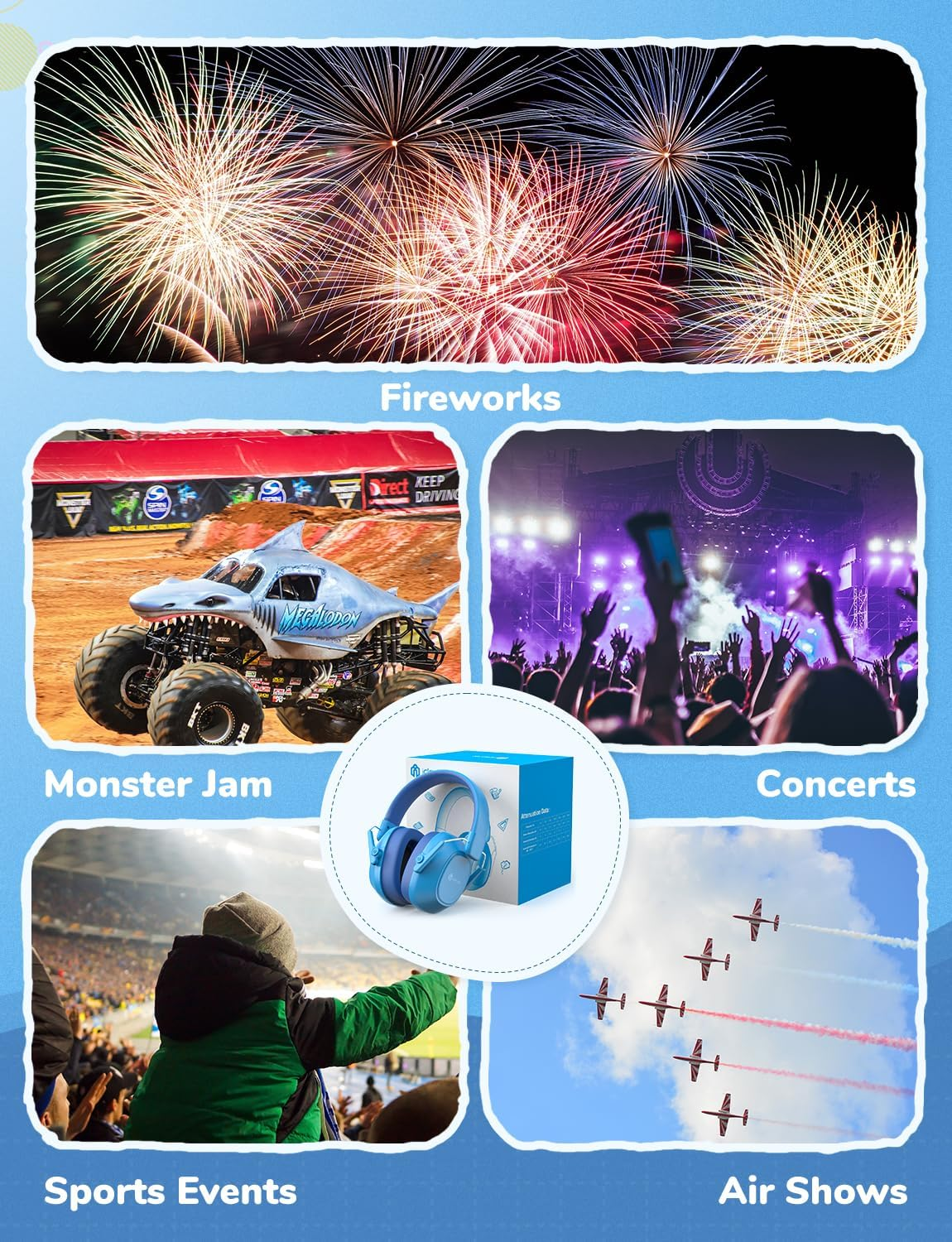 Iclever Noise Cancelling Headphones for Kids, SNR 29Db Safety Noise Reduction Ear Muffs for Autism Sensory &Concentration Aid, Ear Hearing Protection for Fireworks/Event/Monster Truck/Concert image number 5