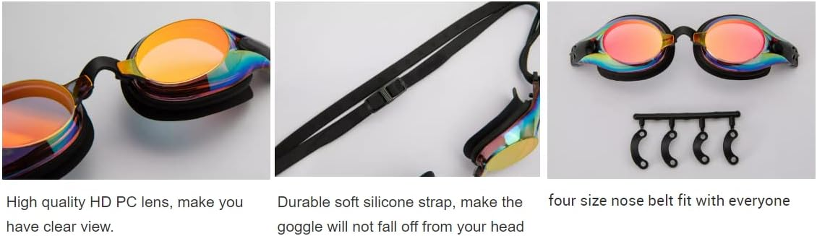 Competition Swim Goggles by JEORGE, Anti-Fog Uv-Protection Mirrored Coating Racing or Training. image number 3