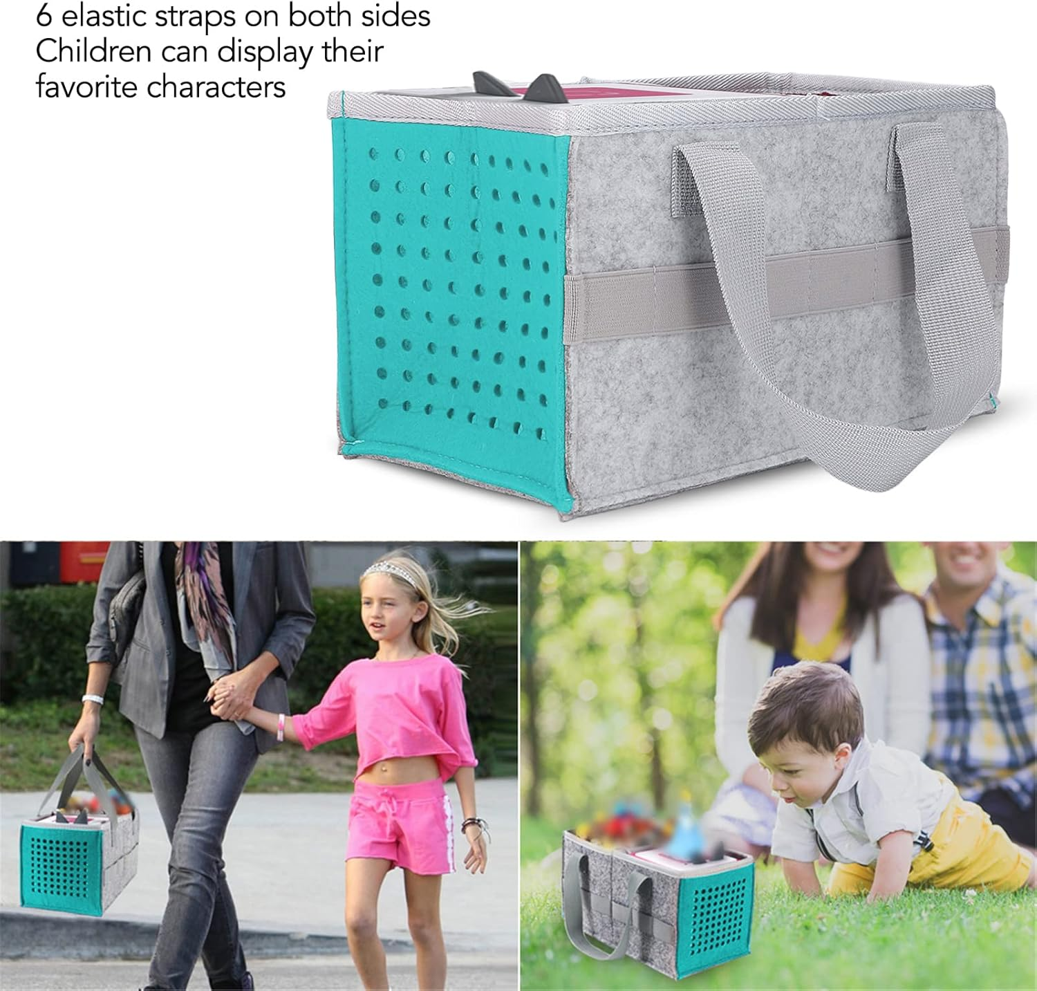 Carrying Case for Tonies Starter Set, Foldable Portabletravel Storage Bag with Handle Large Space Felt Organizer Case for Tonies Figurines, for Kids Toniebox Accessories (Lake Blue) image number 4