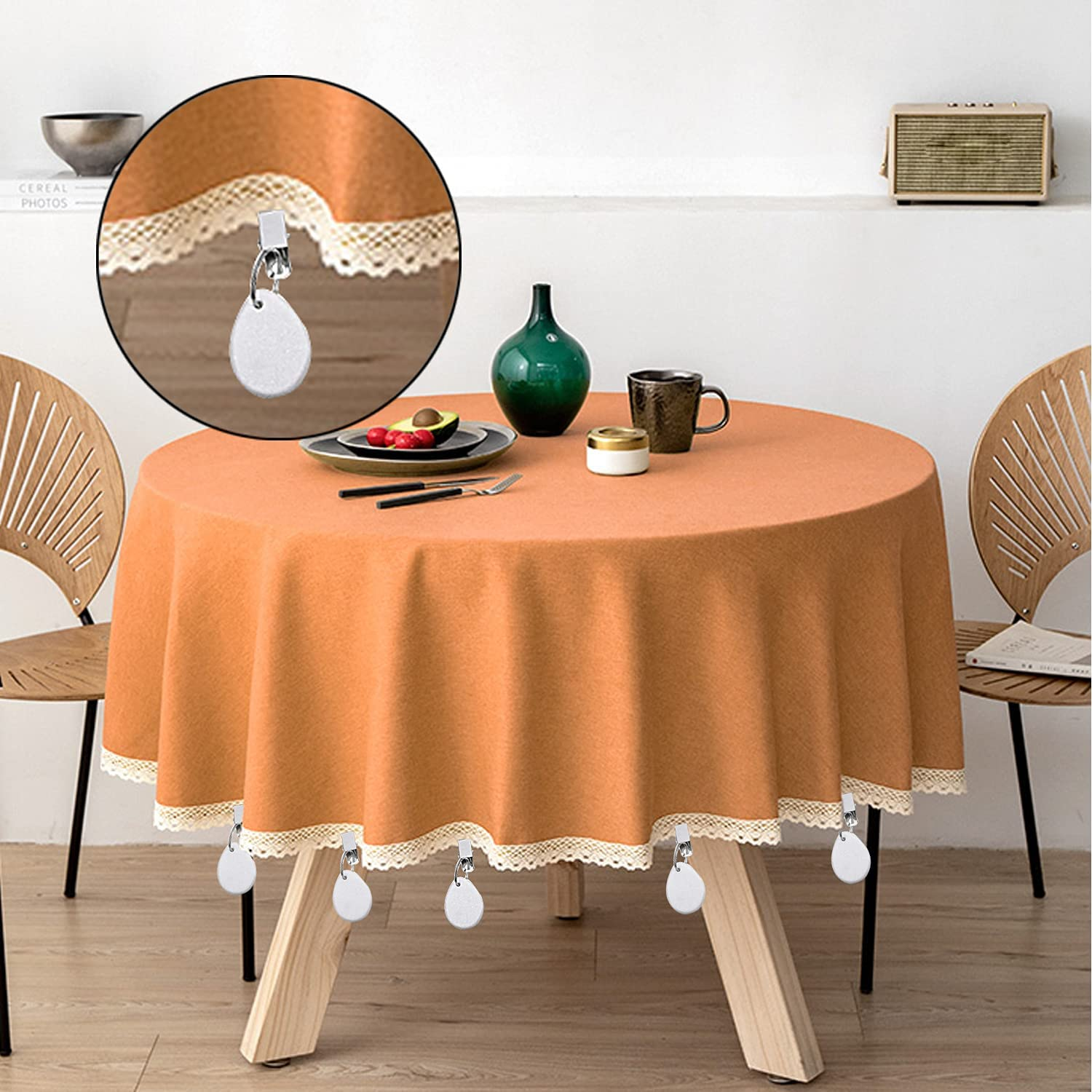 Aulufft 12 Pieces Tablecloth Weights Teardrop Shape Table Cover Weights Stone Tablecloth Weights Hangers with Metal Clip Tablecloth Pendants for Outdoor Picnic Family Dinner Table Cloth Decoration