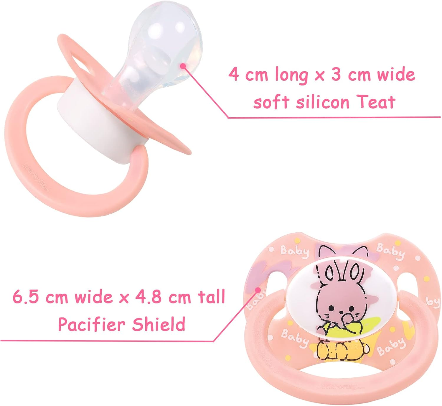Littleforbig Bigshield Generation-Ii Big Sized Pacifier Cuties Pattern Pink Bunny image number 6