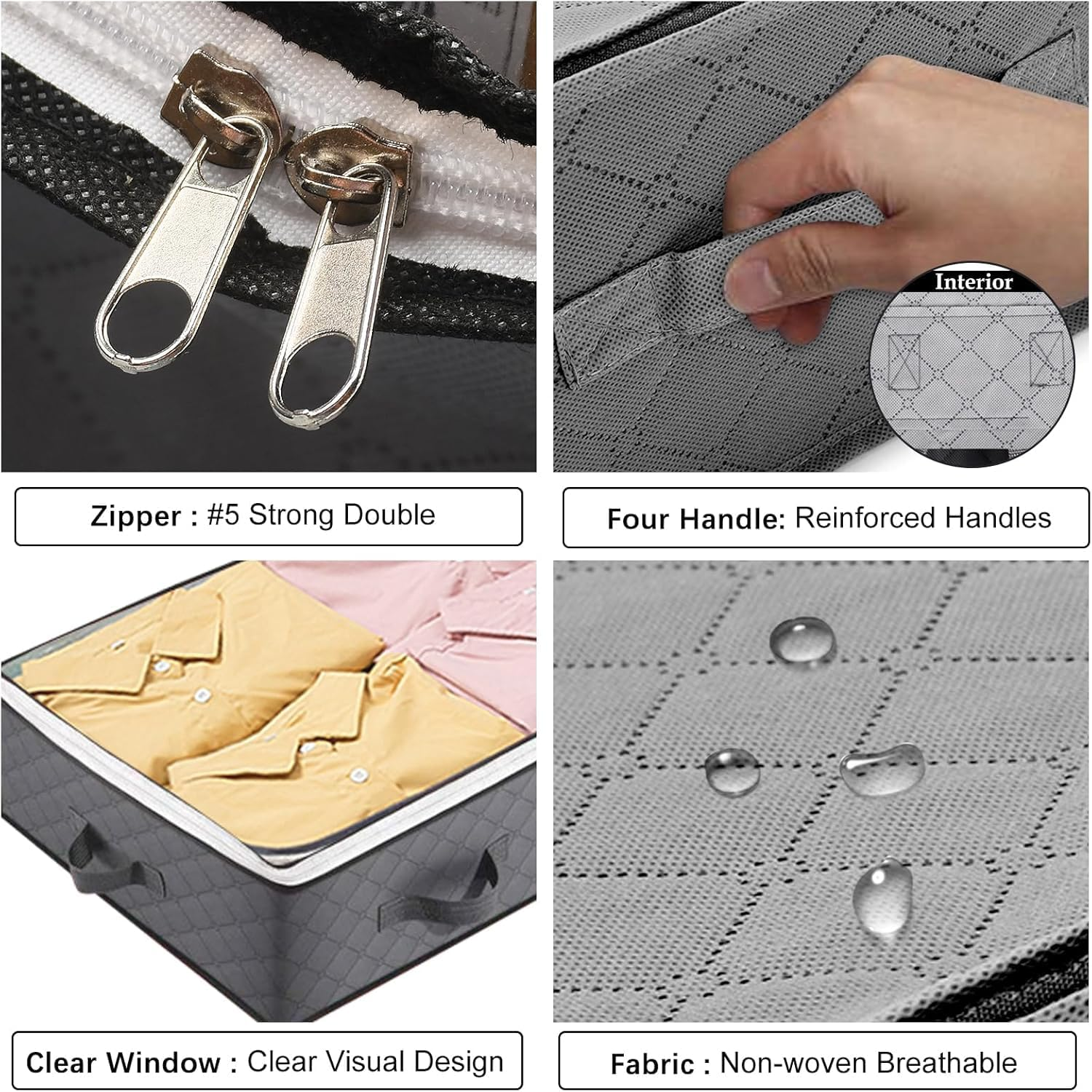 90L Underbed Storage Containers, 4 Pack Reinforced Handle Closet Organizers and Storage Bins, Foldable Underbed Bags for Blankets, Towels, Comforter, Sweaters, Pillows, Linen Sheets image number 1