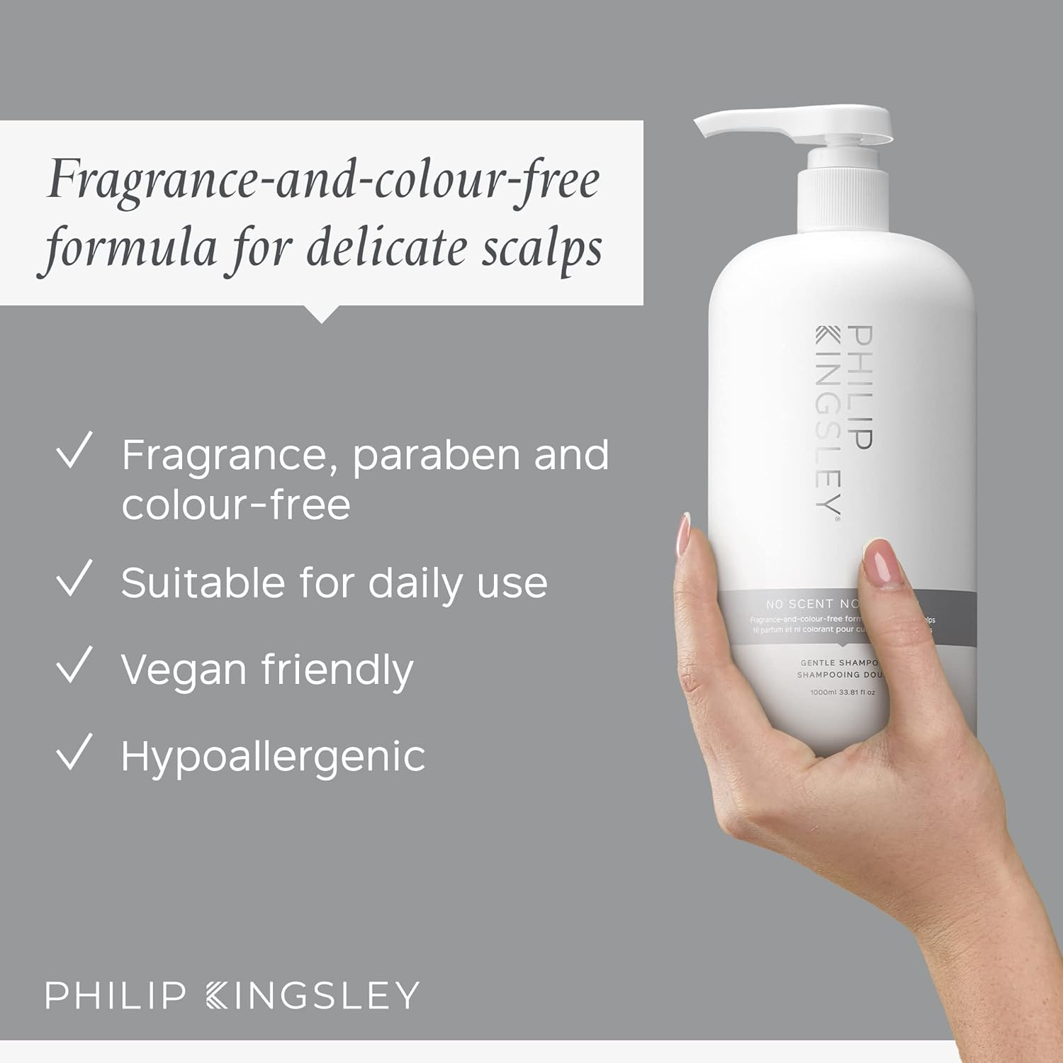 Philip Kingsley No Scent No Color Shampoo (For Sensitive, Delicate or Easily Irritated Scalps) 1000Ml/33.8Oz image number 5