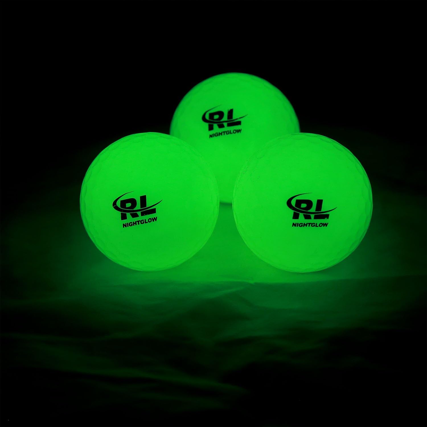 R&L Night Golf Balls Glow in the Dark - Best Hitting Tournament Fluorescent Golf Ball- Long Lasting Bright Luminous Balls Rechargeable with Any Flashlight - NO LED Inside - 3 Pack + Flashlight image number 6