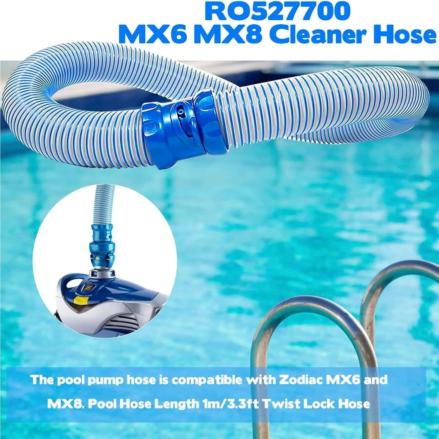 Yharnamite Pool Vacuum Hose, 40 Inch R0527700 Twist Lock Pool Hoses, Pool Cleaner Hoses for Zodiac MX6 MX8 Replacement Parts image number 1
