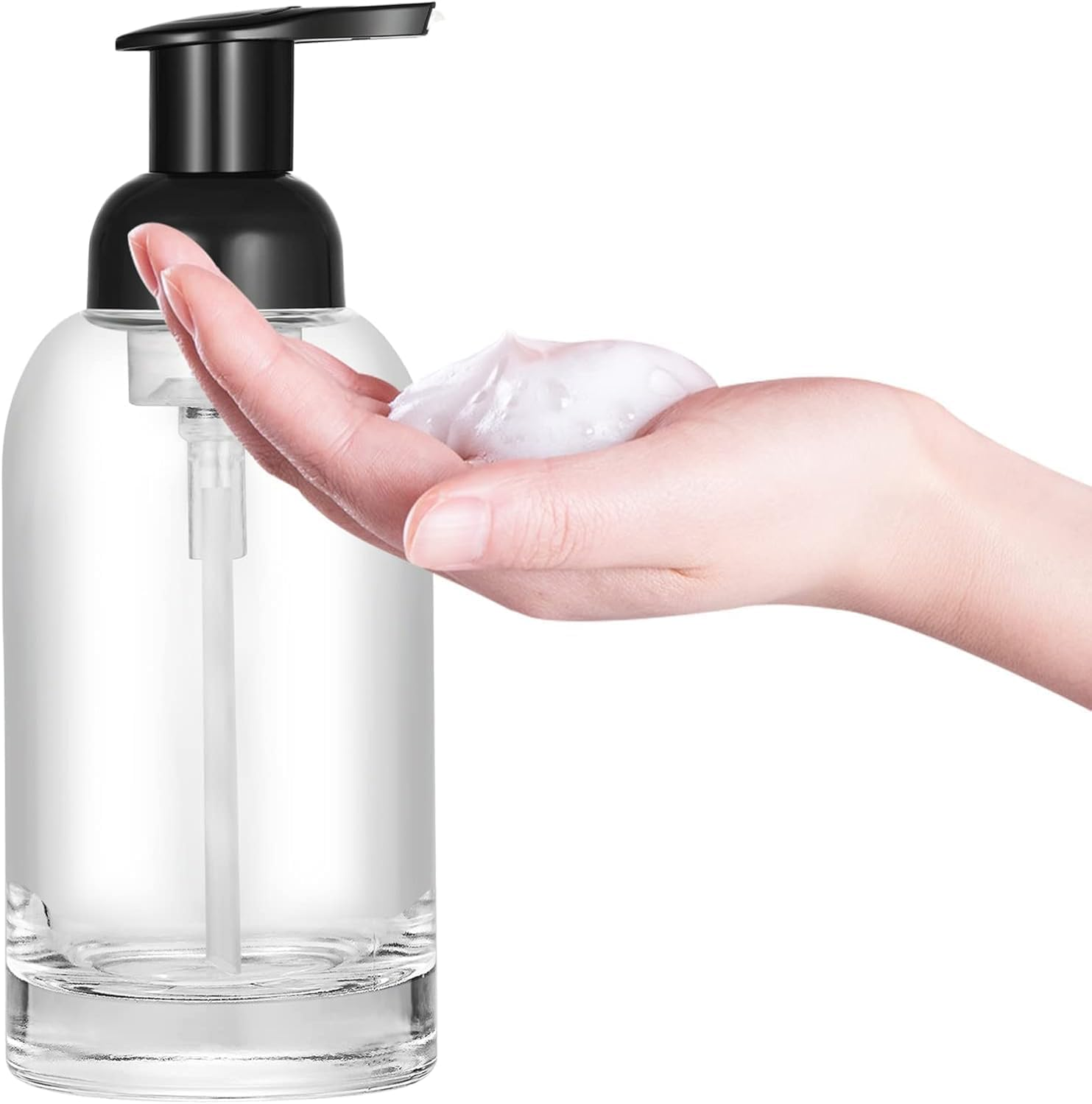375Ml Mousse Bubble Bottle Hand Sanitizer Bottle Press Type Foam Bottle Glass Sub Bottle (Black) image number 1
