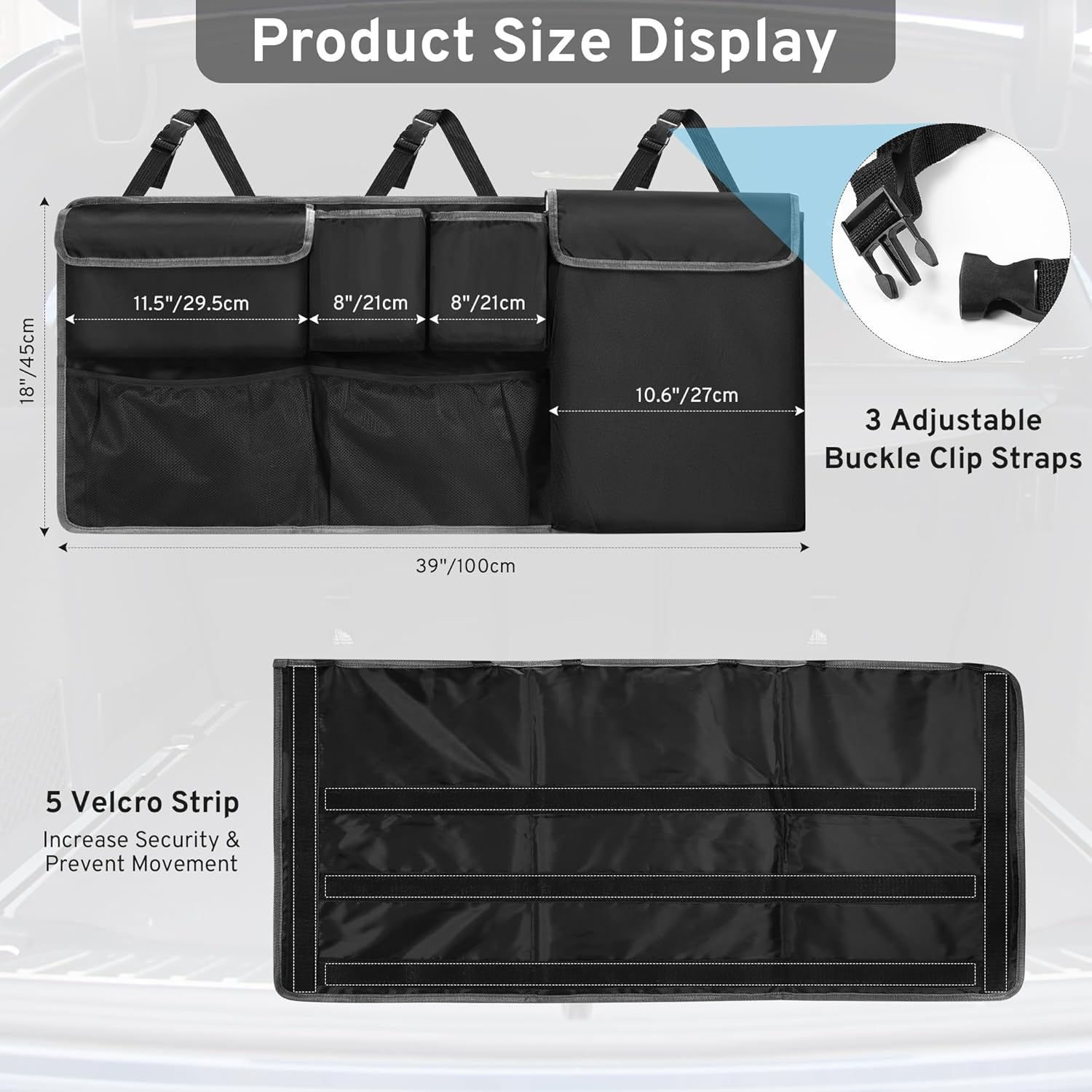 XHRING Car Trunk Organizer Backseat Hanging Storage Bag for Subaru Crosstrek Forester Outback Ascent Premium Sport Limited Base Touring XT SUV Accessories 2000-2024, CTO865SB0001 image number 1