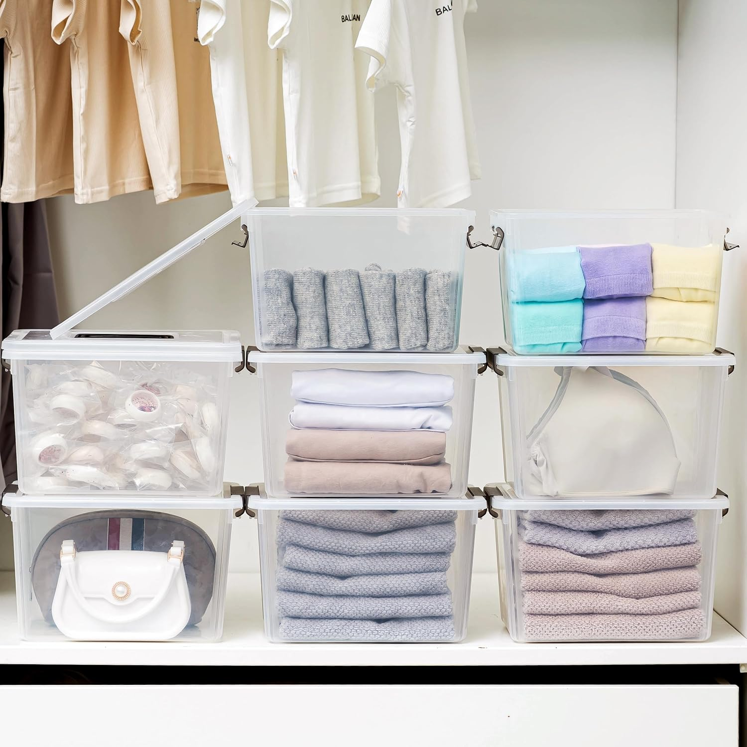 Citylife 8 Packs 5.3QT. Plastic Storage Bins with Latching Lids Clear Storage Box with Handle Stackable Stoage Containers for Organizing Toys, Crafts, Legos, Tools image number 2