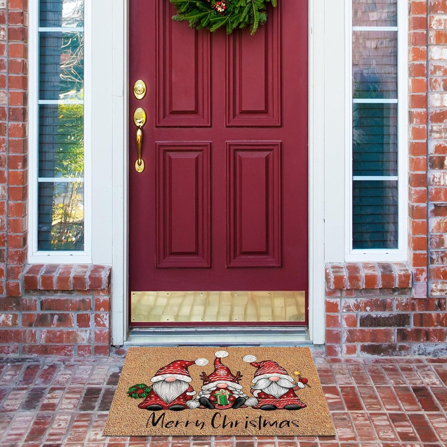 Christmas Decorative Doormat, Lovely Christmas Welcome Doormat Non Slip and Washable Winter Door Mat, Christmas Holiday Home Decoration image number 4