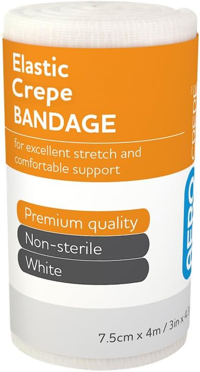 Aero Healthcare Aerocrepe Elastic Cotton Crepe Bandages, White, 7.5 Cm X 4 M, 12 Count image number 1