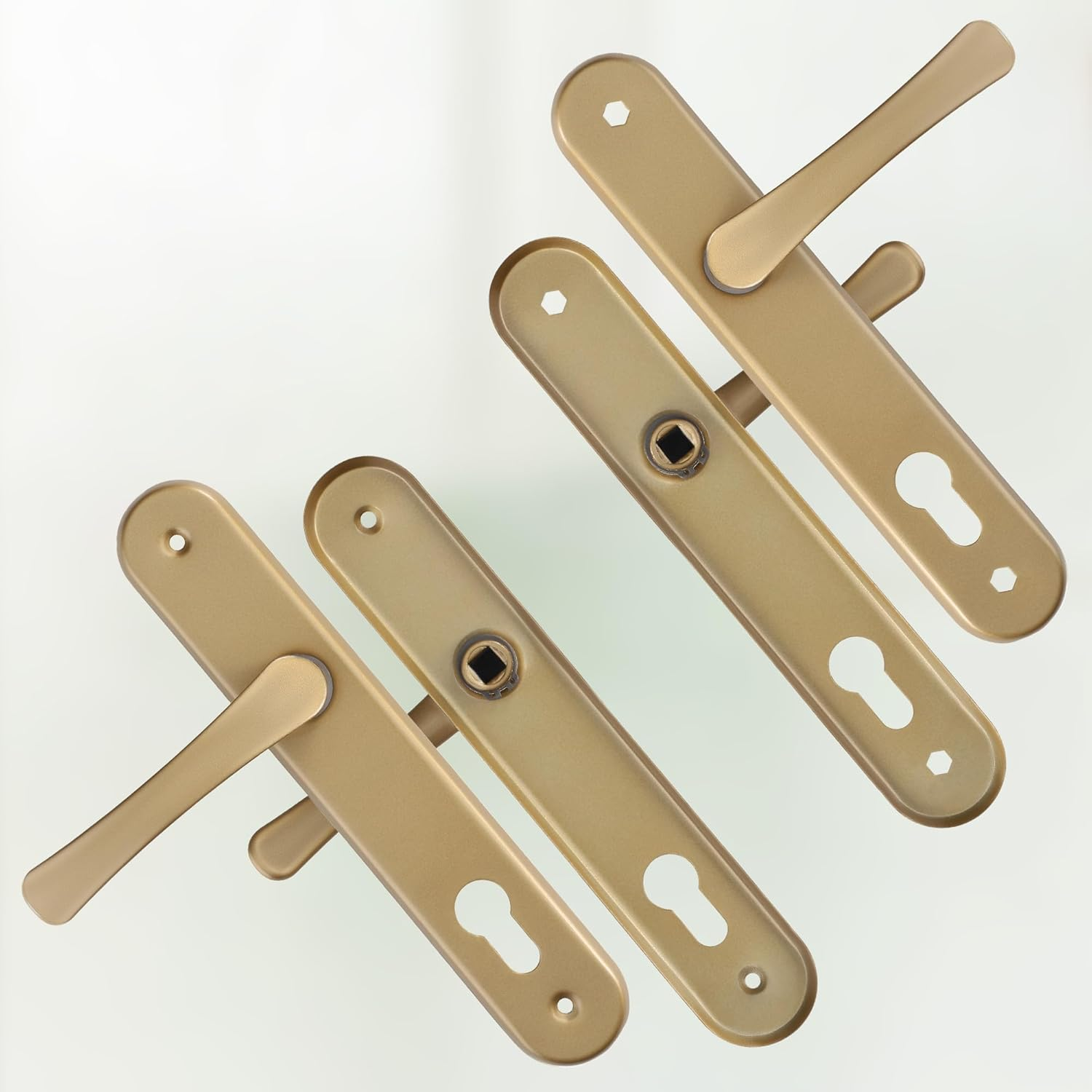 KOTARBAU&reg; Door Handle 90 Mm Right Left for Profile Cylinder Gold Door Fitting Door Handle Door Handle Set Room Door Latch Aluminium image number 5