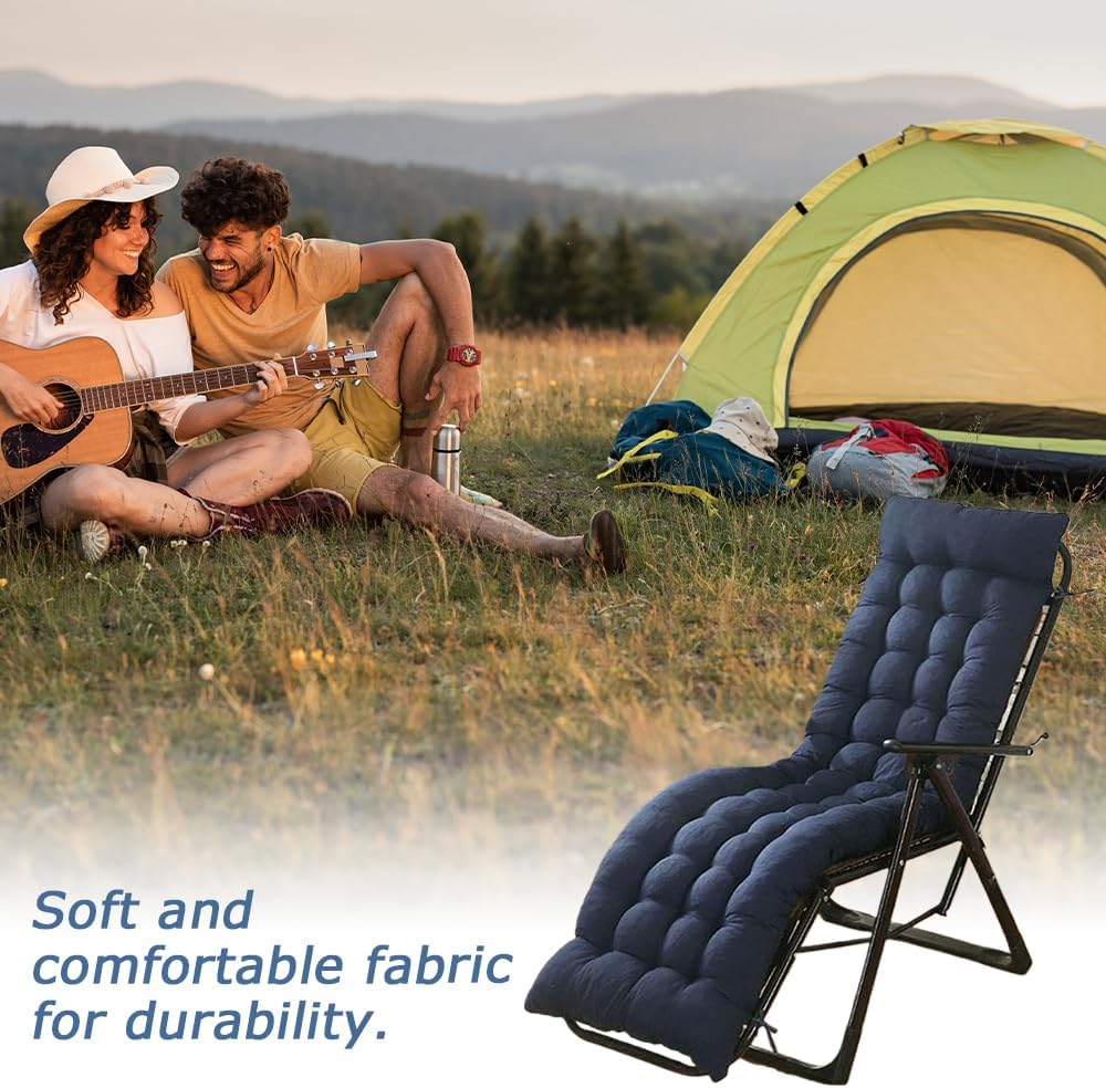 Thick Padded Sun Lounger Cushion with Ties, Quilted High Back Recliner Pad for Garden Patio Chaise Rocking Chairs, Indoor Outdoor Seat Mattress Replacement image number 6