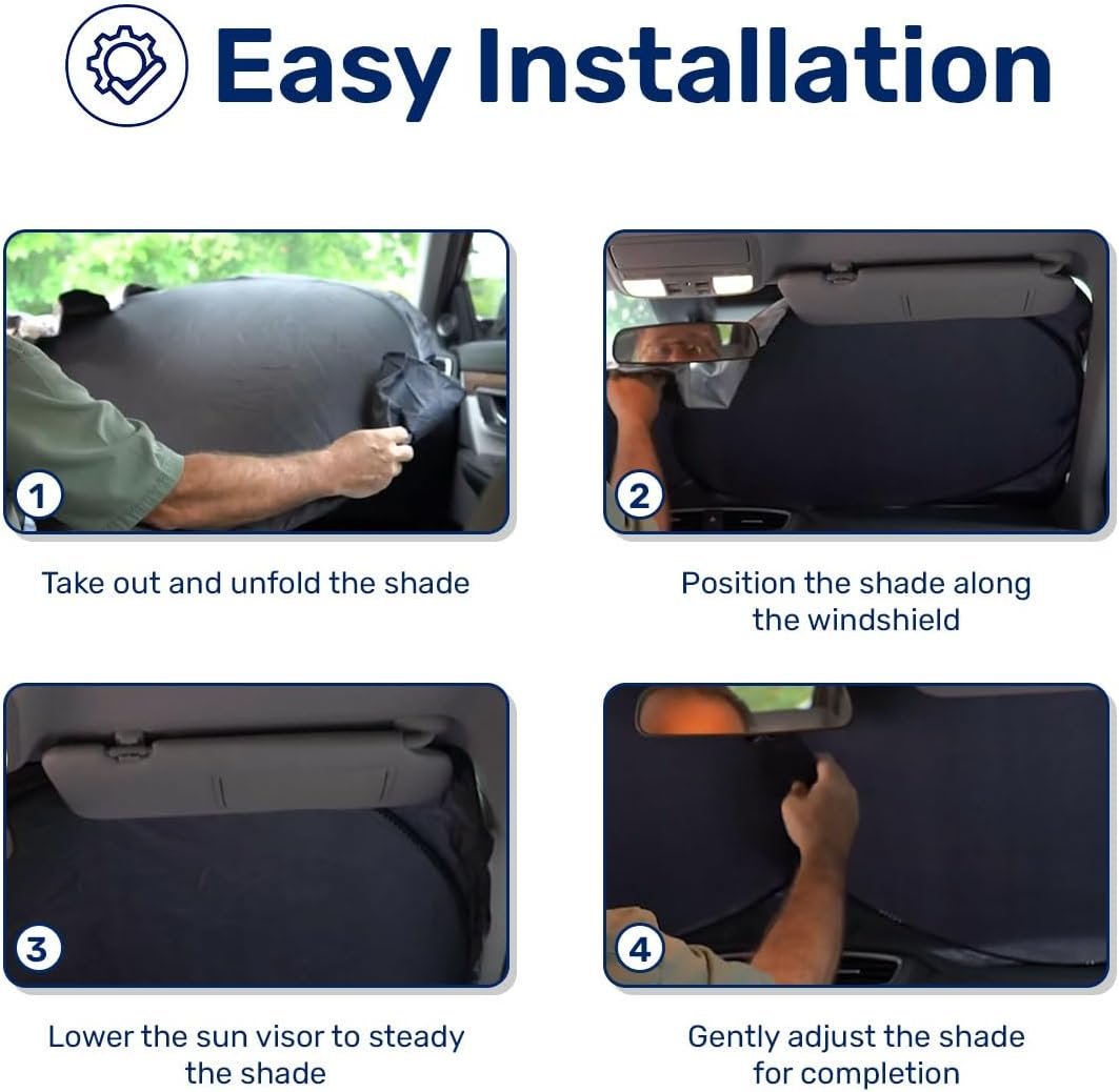 GENANY Highland Cow Family Funny Windshield Sun Shade for Car SUV Truck (55X29 Inches), Automobile Sunshade, Protector Blocks UV, Car Accessories image number 2