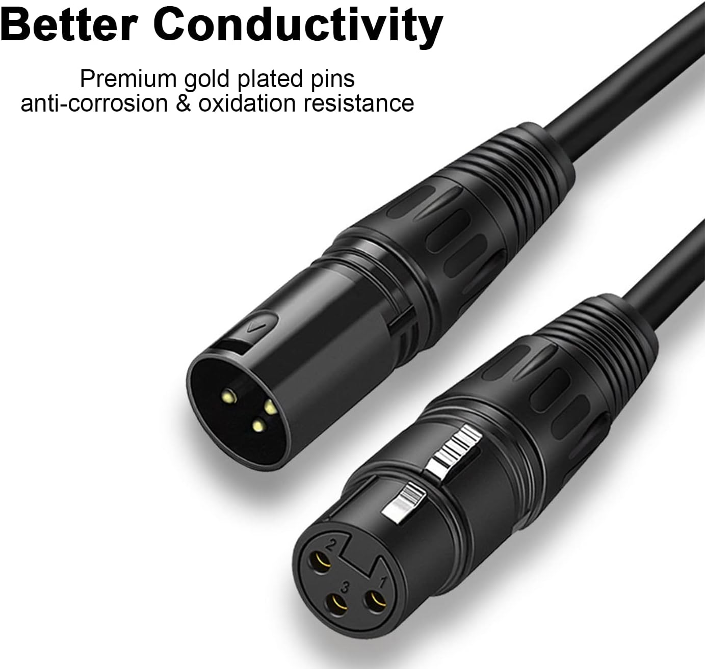 XMUXI XLR Microphone Cable Male to Female 3 Pin Cannon Balanced Extension Cable for Recording Applications, Mixers, Speaker Systems, DMX Lights,Mixer,Amplifiers (1 Meters) image number 5