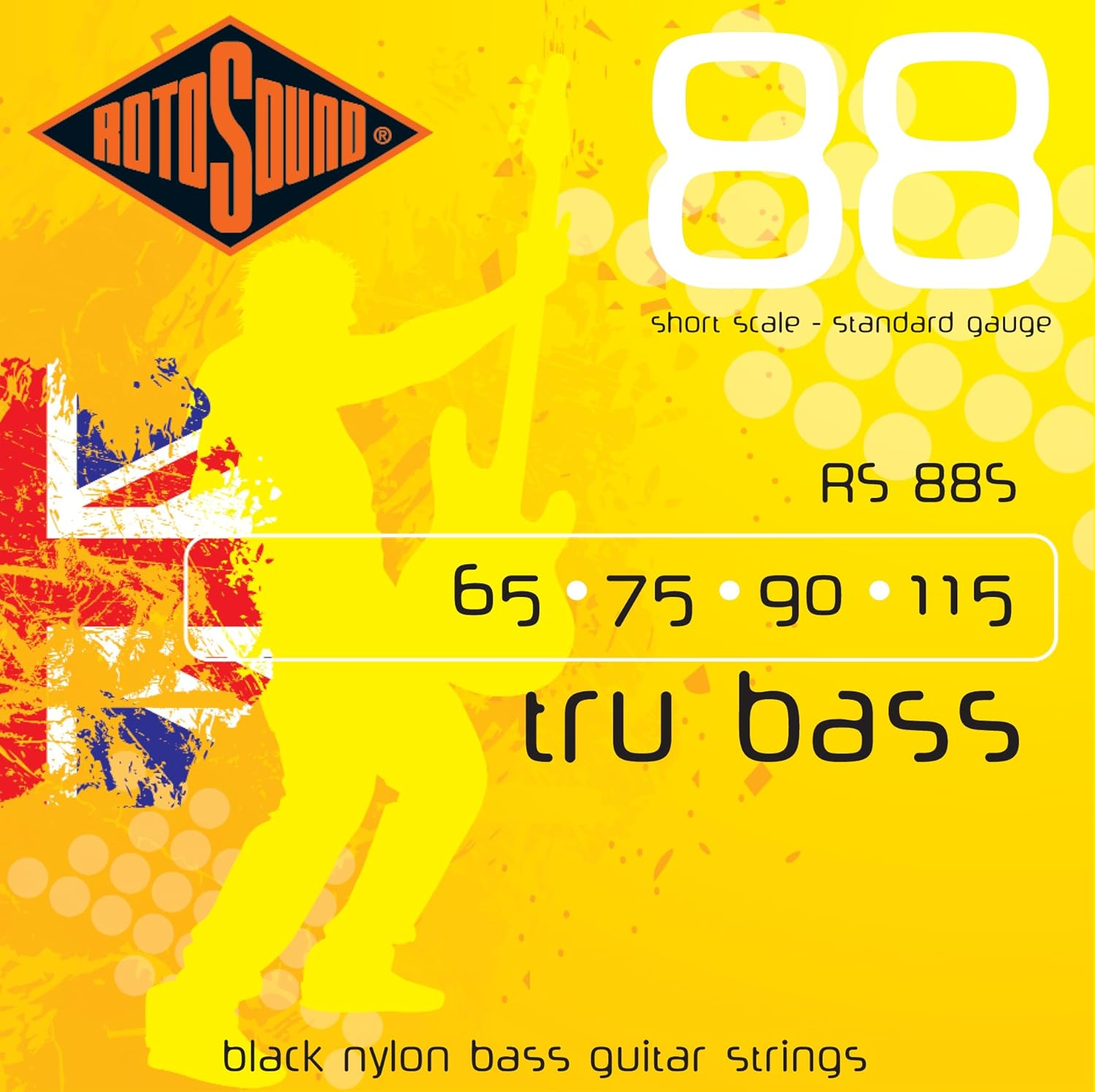 Rotosound RS88M Black Nylon Flatwound Medium Bass Guitar Strings (65 75 90 115) image number 1
