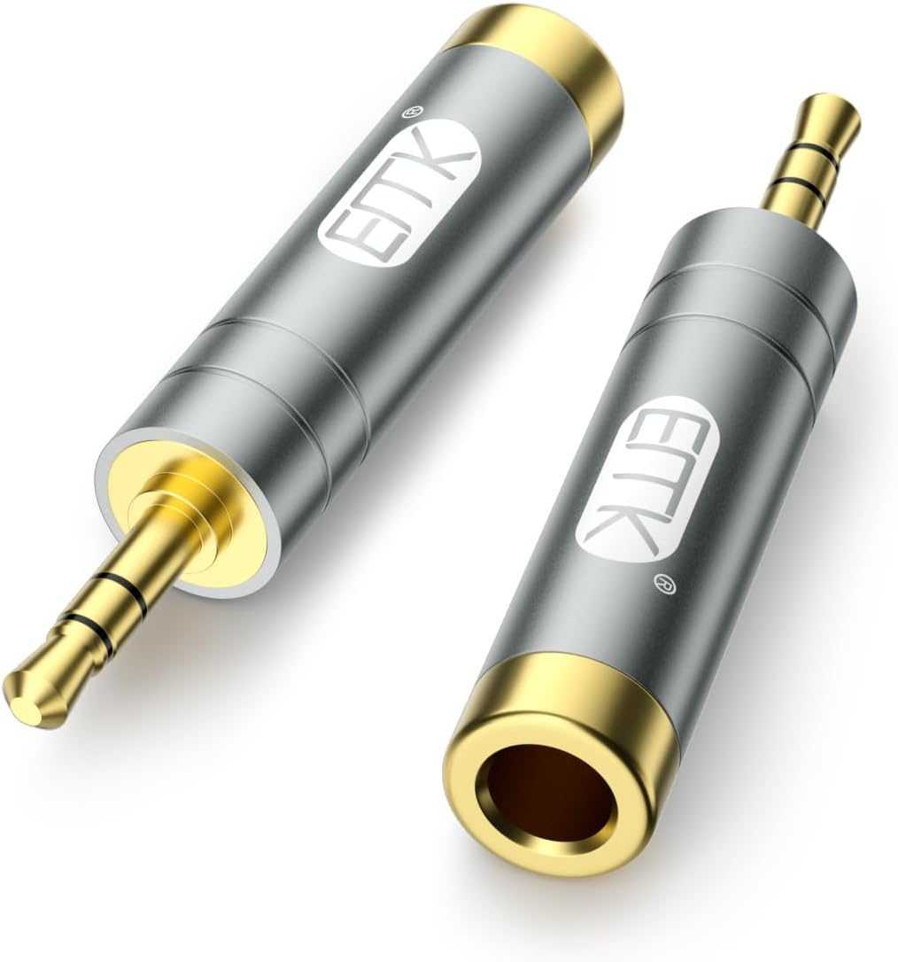 EMK 1/4'' to 3.5 Mm Stereo Pure Copper Headphone Adapter, 3.5 Mm(1/8'') Plug Male to 6.35 Mm (1/4'') Jack Female Stereo Adapter for Headphone, Amp Adapter, Black 2-Pack image number 3