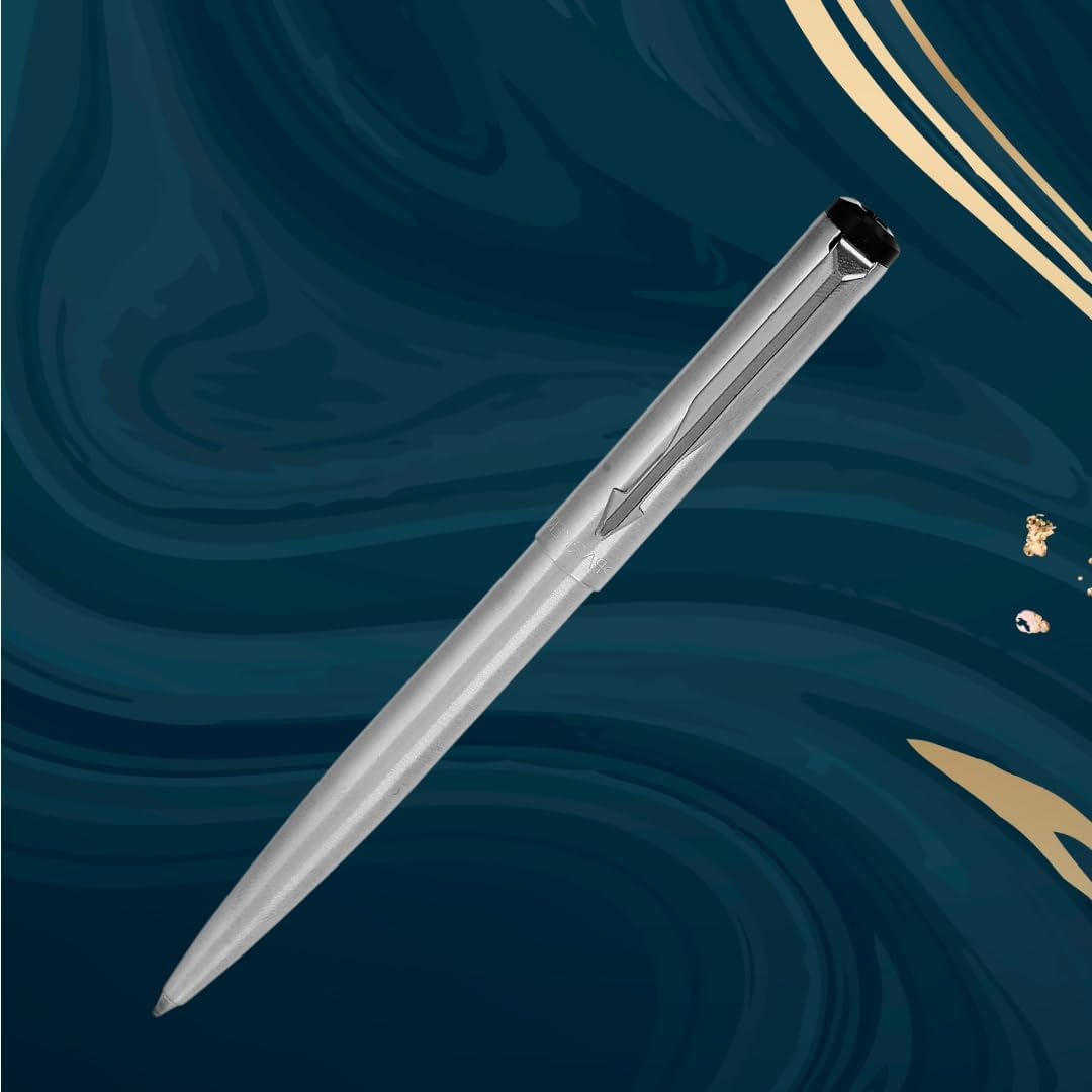 Parker Vector Stainless Steel Chrome Trim Ball Pen, Blue image number 4