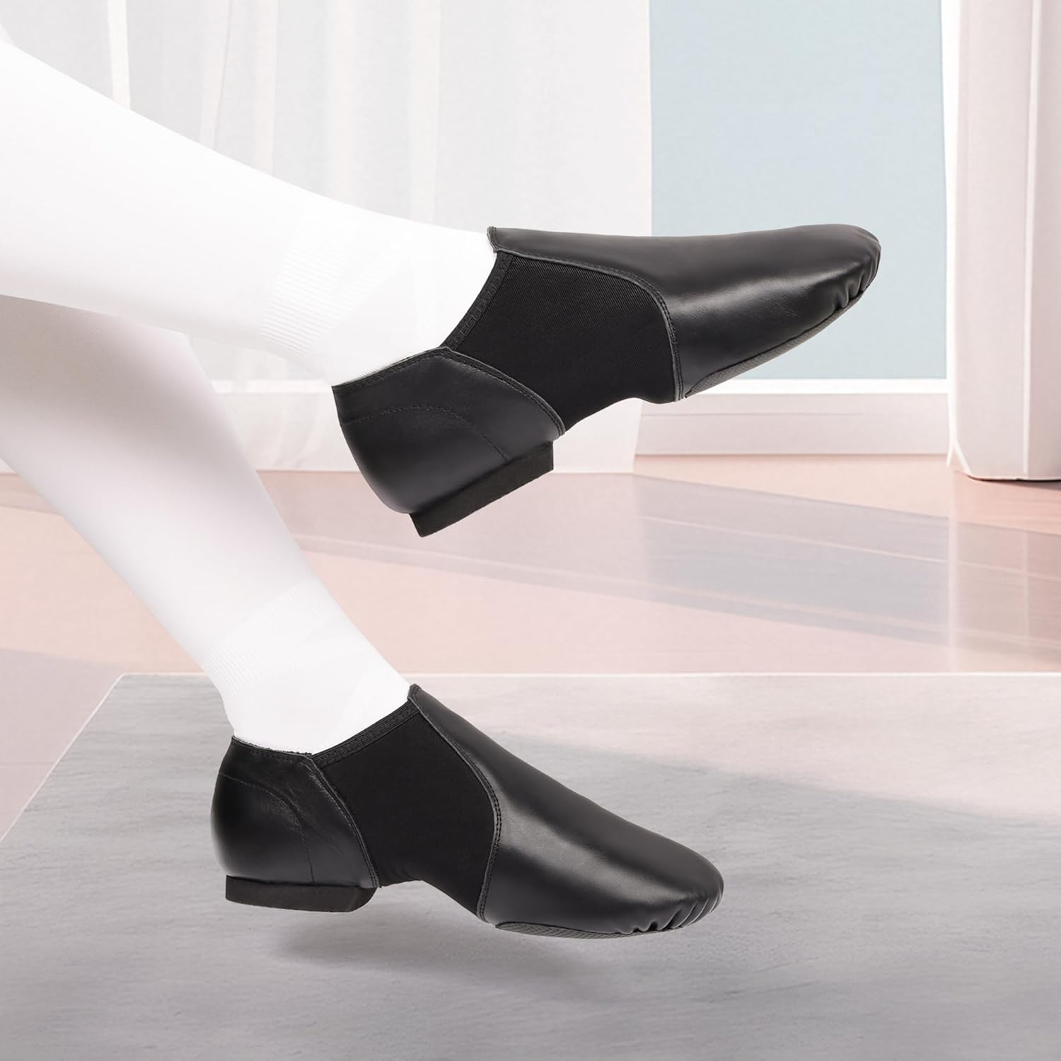 Gangchiguo Jazz Shoes for Girls Women Men Slip on Dance Shoes,Leather Upper Split Sole Jazz Dance Shoes for Kids image number 4