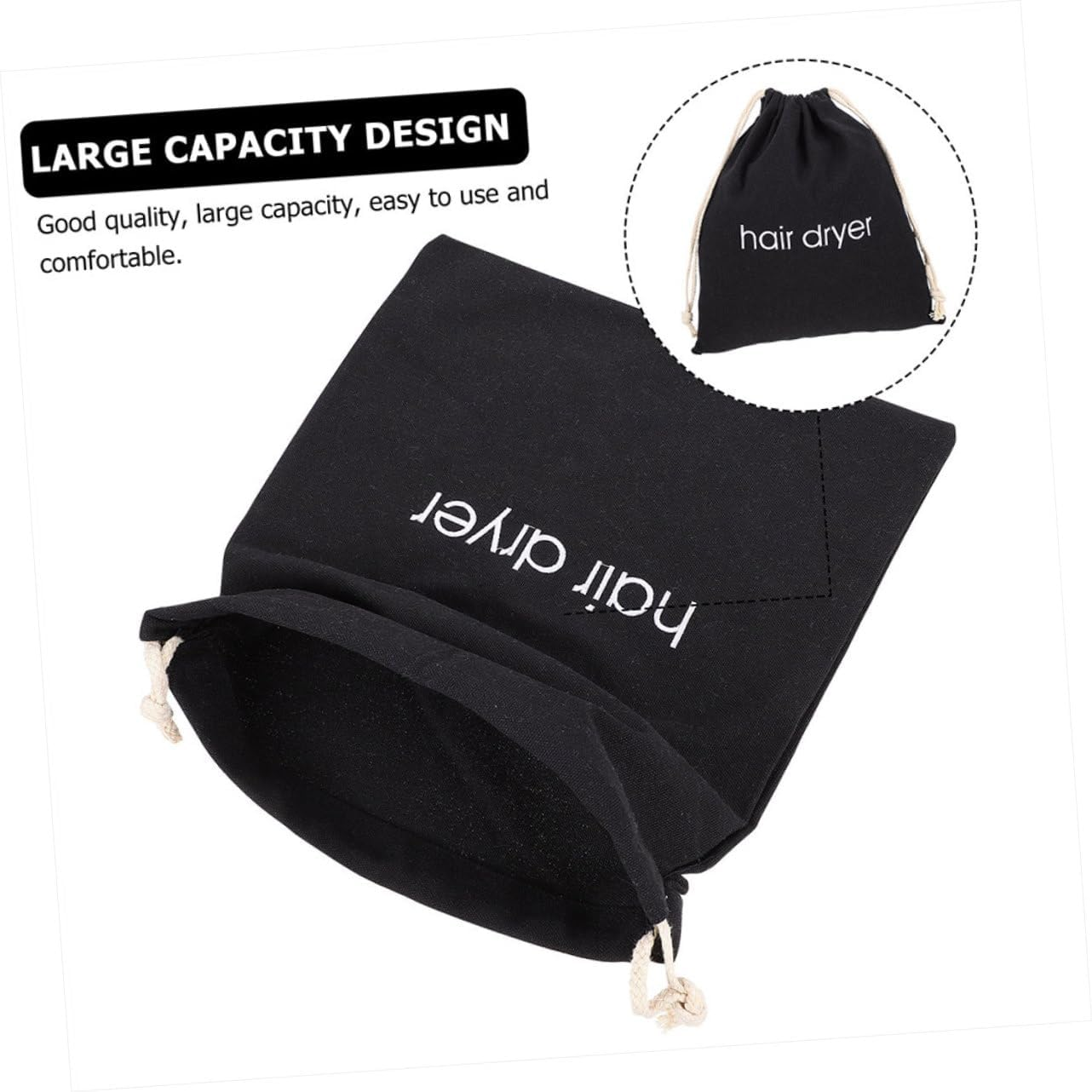Healvian 4Pcs Drawstring Storage Bags for Hair Dryer Canvas Holders for Easy Organization Practical Scratch Design for Home and Travel Use image number 6