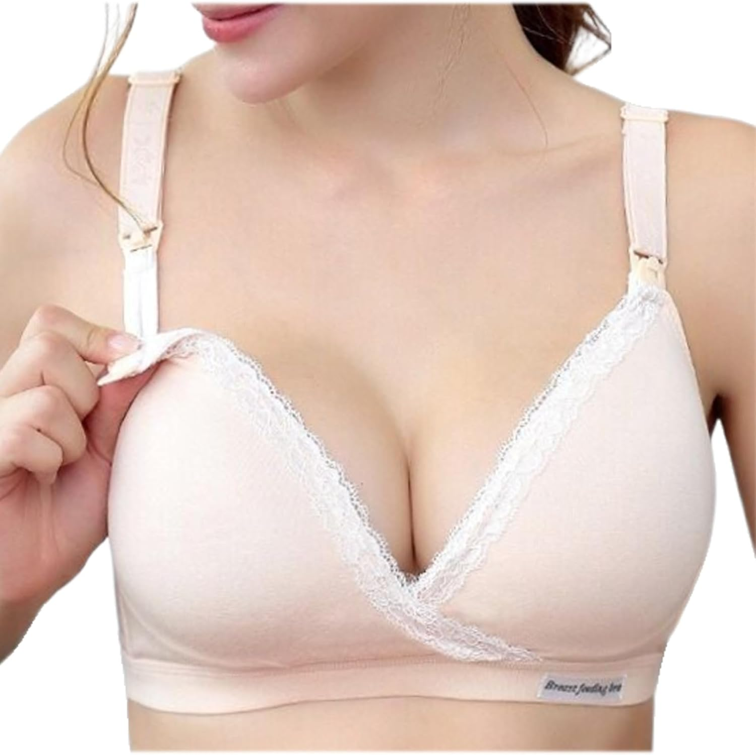 Dress Cici Nursing Plunge Bra Full Coverage - No Underwire Cotton Breastfeeding Bras, 2 Pack