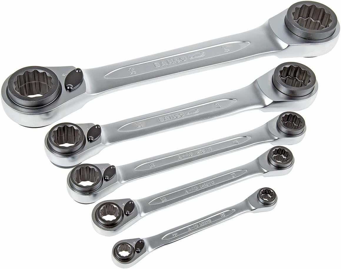 Bahco S4RM-8-11 Ratchet Wrench Double Flat, 8 Mm/9 Mm/10 Mm/11 Mm