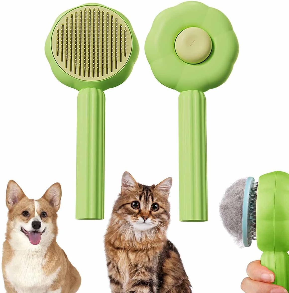 Flower Style Dog Brush Cat Brush,For Long & Short Haired Dogs Cats, Dog Grooming Brush for Shedding, Cat Grooming Brush Remove Loose Hair and Massage, Pet Grooming Brush image number 3