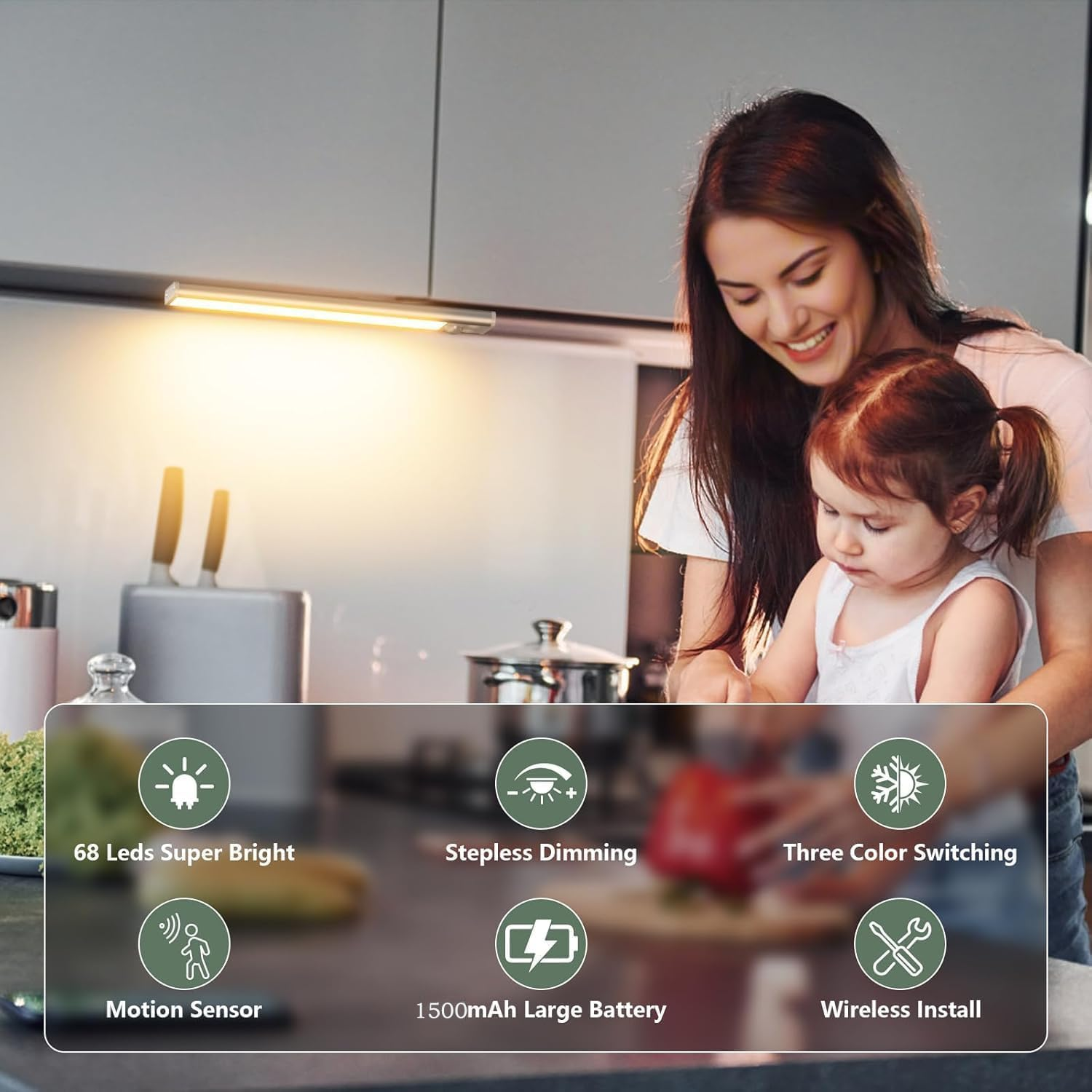 Under Cabinet Lighting, JOZUTTOW 4-Pack Motion Sensor Closet Lights, Wireless USB Rechargeable Led Light Bars, Sensor Night Lights for Drawers, Wardrobe, Cupboard, Stairs, Hallway, Kitchen (20CM) image number 6