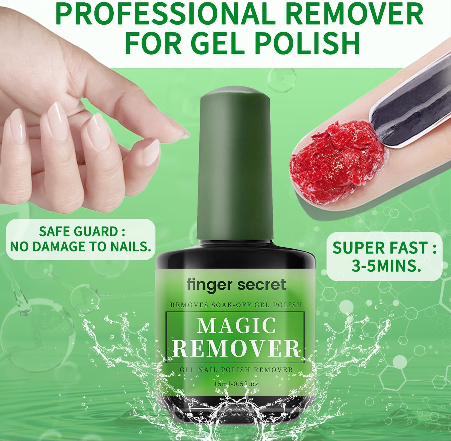 Gel Nail Polish Remover Kit, Fast Efficient Gel Polish Remover for Tough Gel, No Damage to Nails Remove Soak off Nail Gel Polish Portable Magic Remover -0.5Oz image number 6