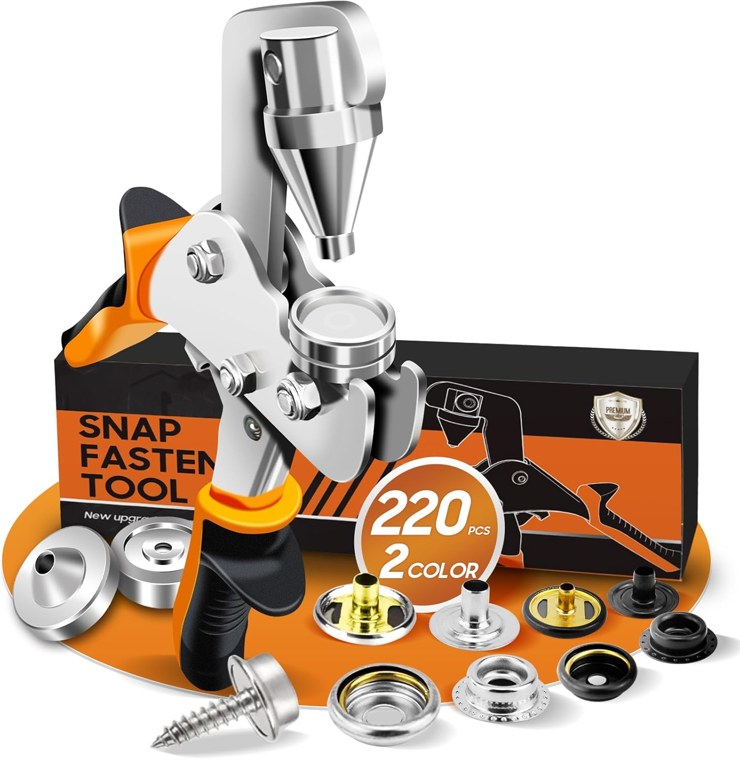 Snap Fastener Tool, Snap Kit with Tool, Canvas Snap Tool with 220 Pcs Boat Cover Snaps, Repair and Replace Snaps DIY Leather, Sewing, Tarps, Fabric image number 1