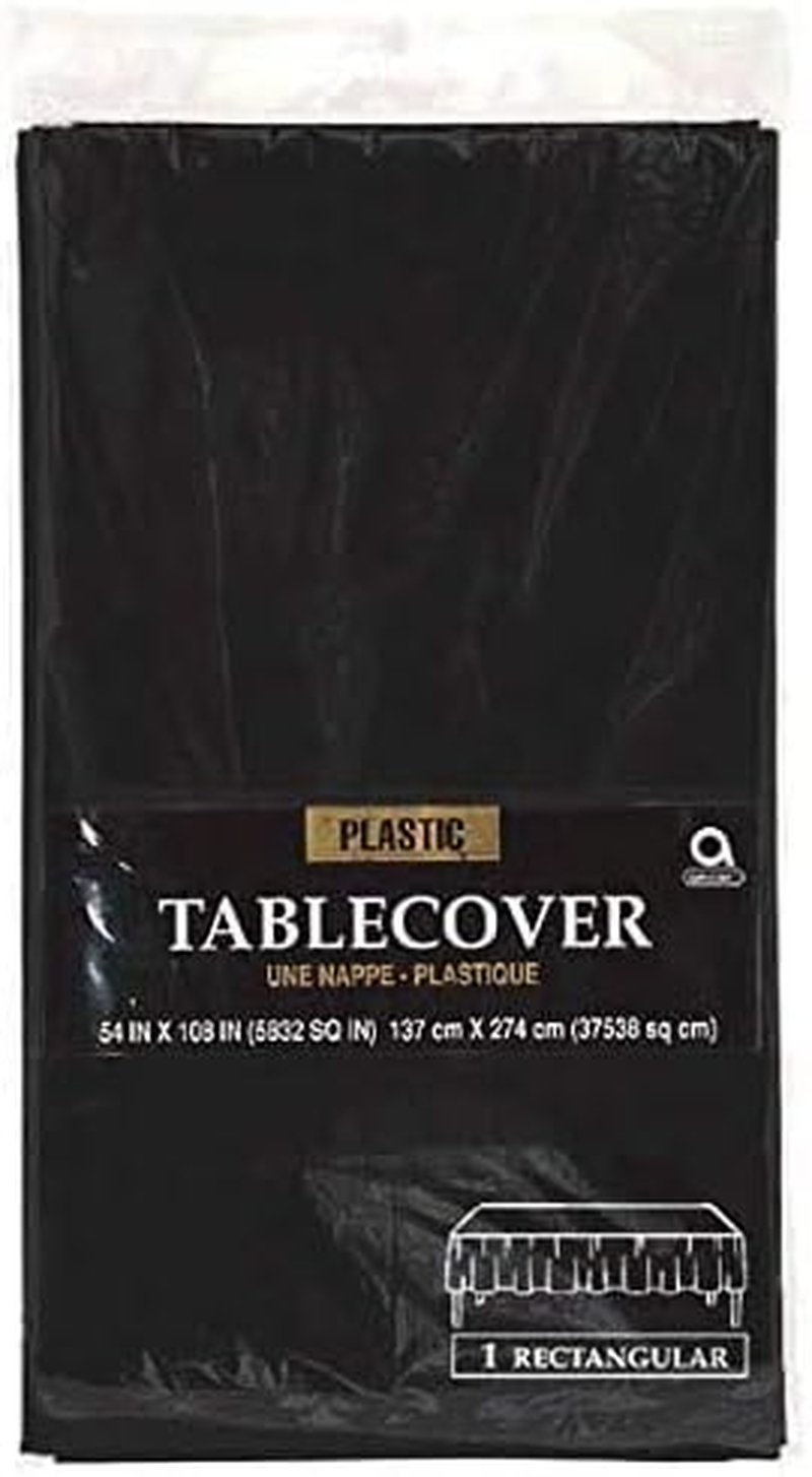 Amscan Plastic Rectangular Tablecover, Jet Black