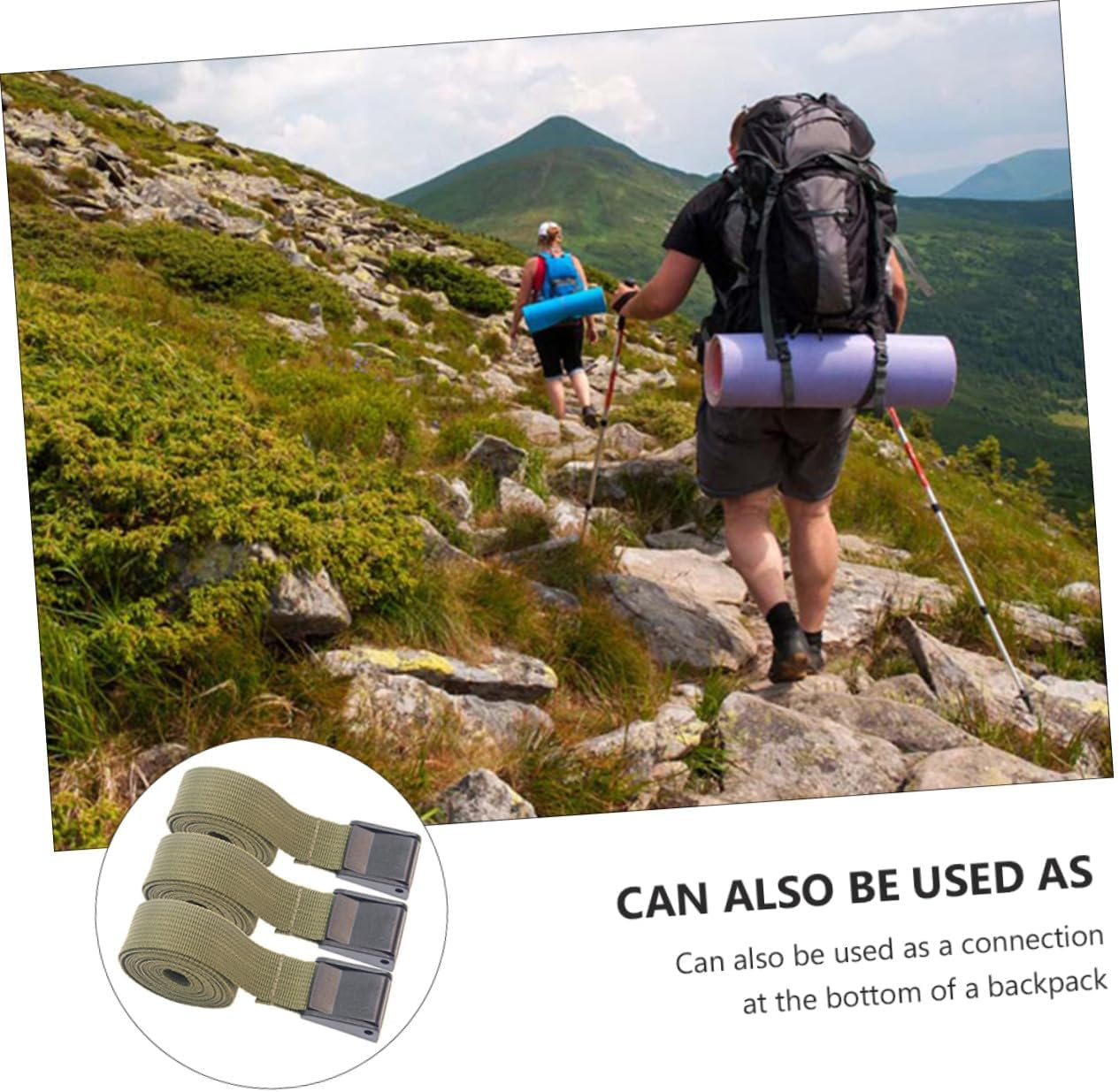 INOOMP 3Pcs Military Green Tie down Straps 25Mm X 2.1M Cargo Lashing Straps for Luggage Fastening Belt with Quick Release Buckle Heavy Duty for Camping and Outdoor Gear image number 3